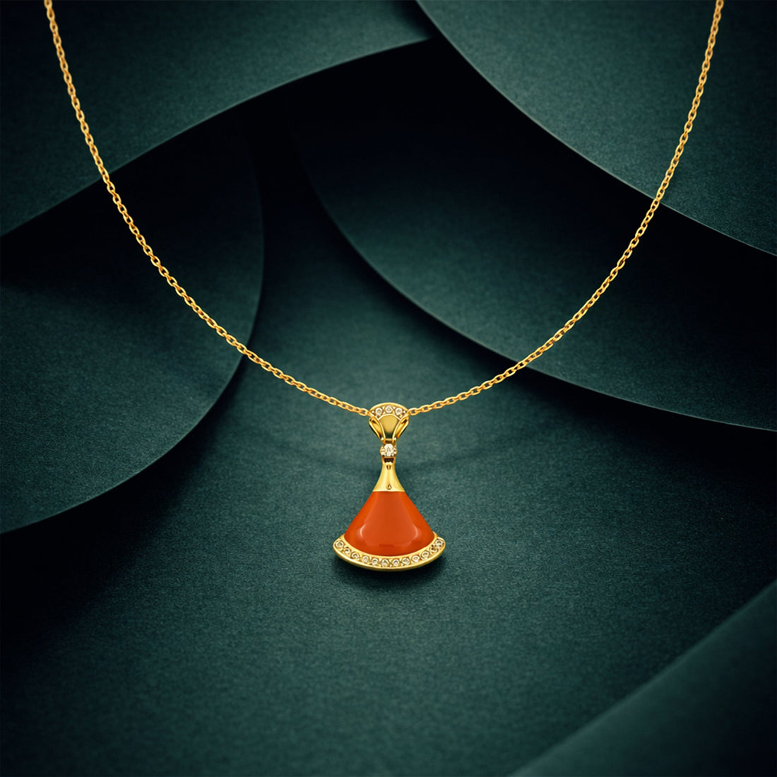 Gold-Toned Amber Locket Link Set GWN -159