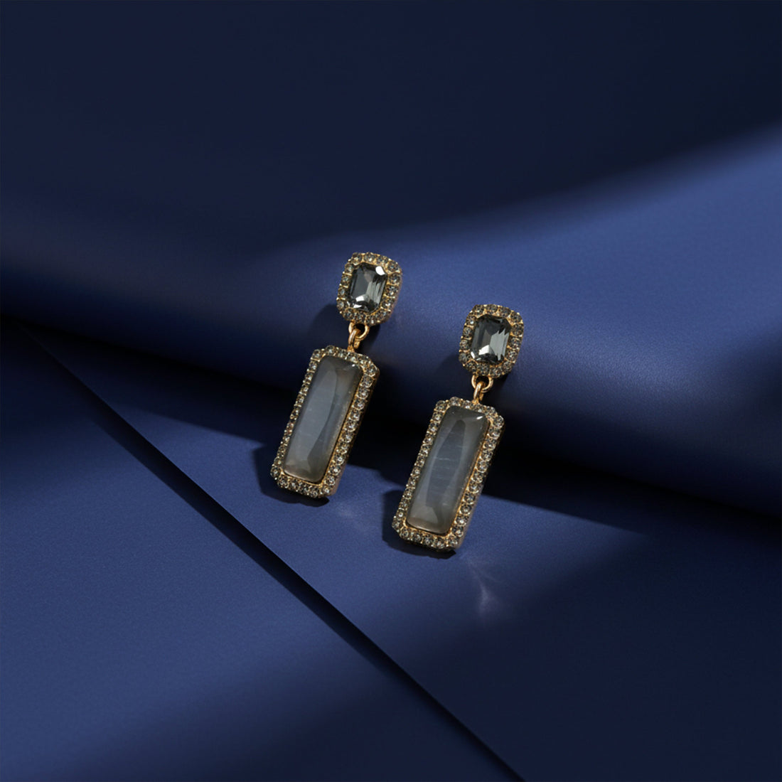 Women Stud Earrings Rectangular Drop Gold jewellery - Finora Jewels