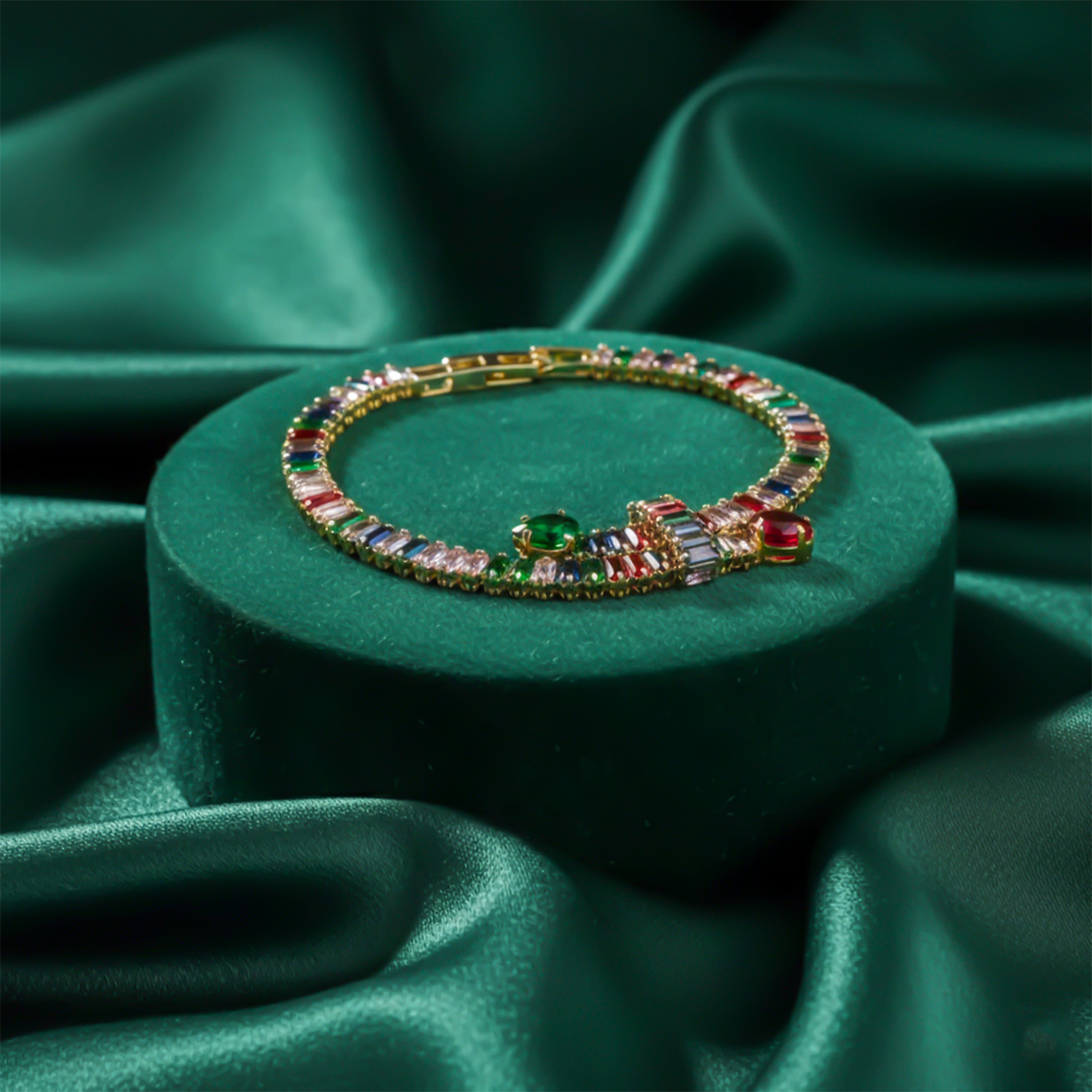 Rainbow Baguette Bracelet for women in Gold - Finora Jewels