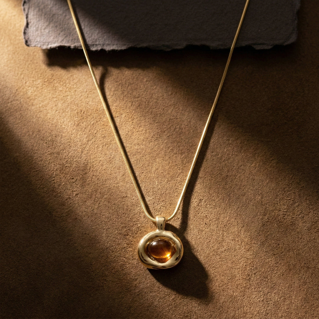 Amber Gold Locket Link Set GWN -66