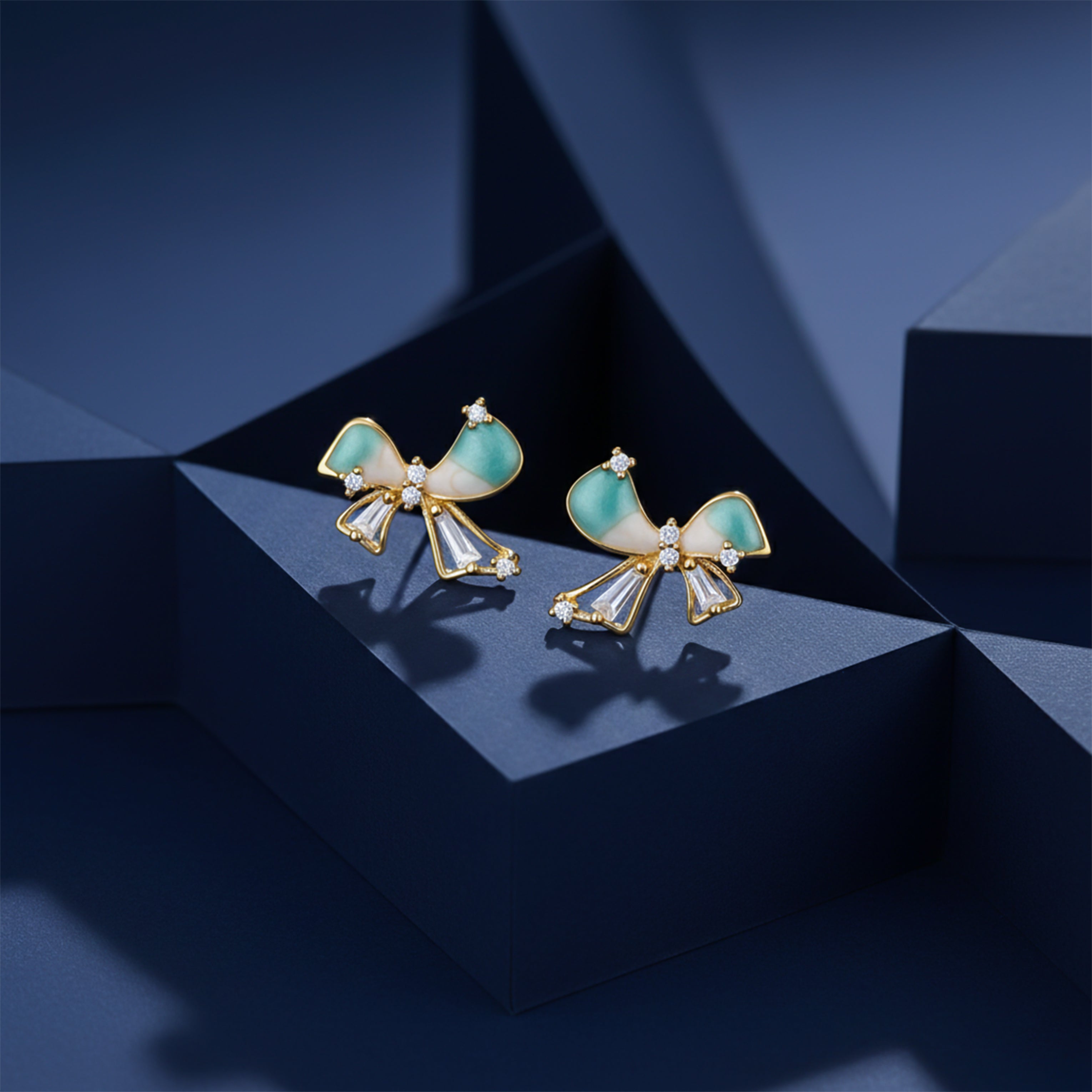 Gold Elegant Bow Stud Stud Earrings for women - Finora Jewels
