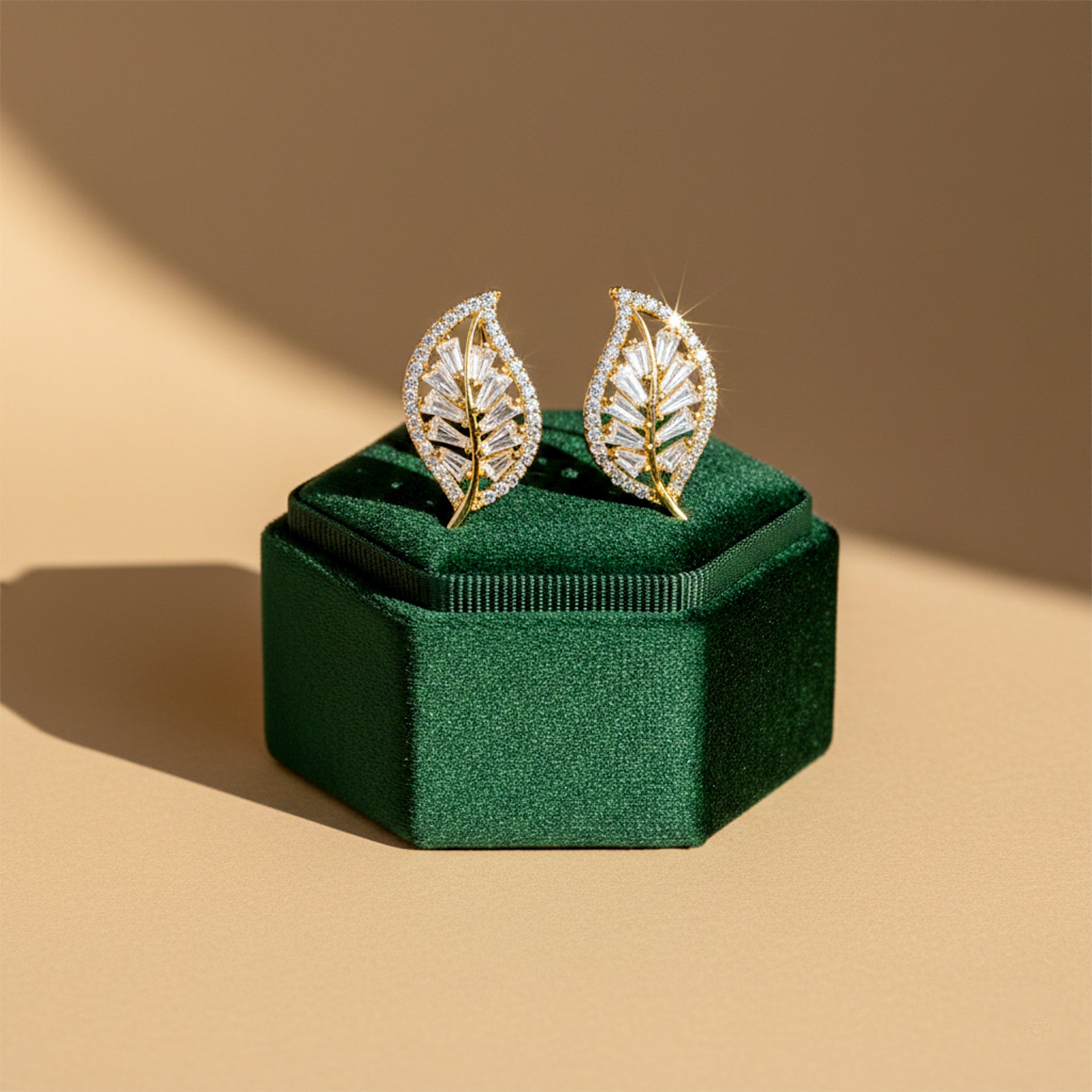 Cubic Zirconia Foliage Post Ear Studs GWE -138