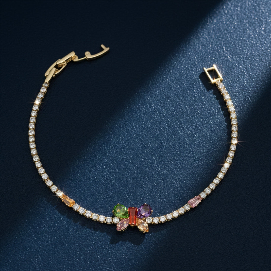 Multicolor Floral Tennis Bracelet for women in Gold - Finora Jewels