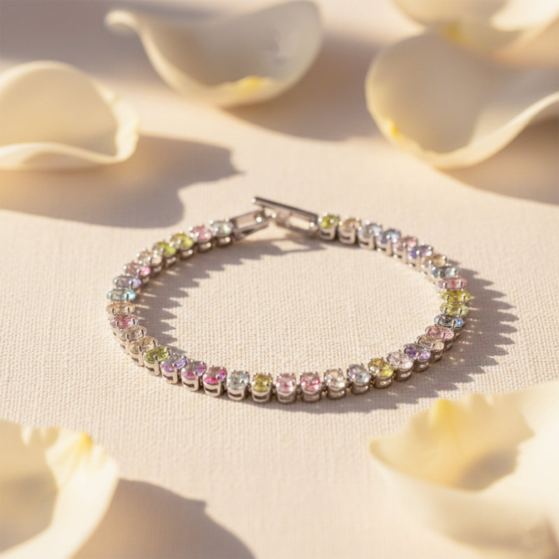 Gold Pastel Multicolor Tennis Bracelet for women - Finora Jewels