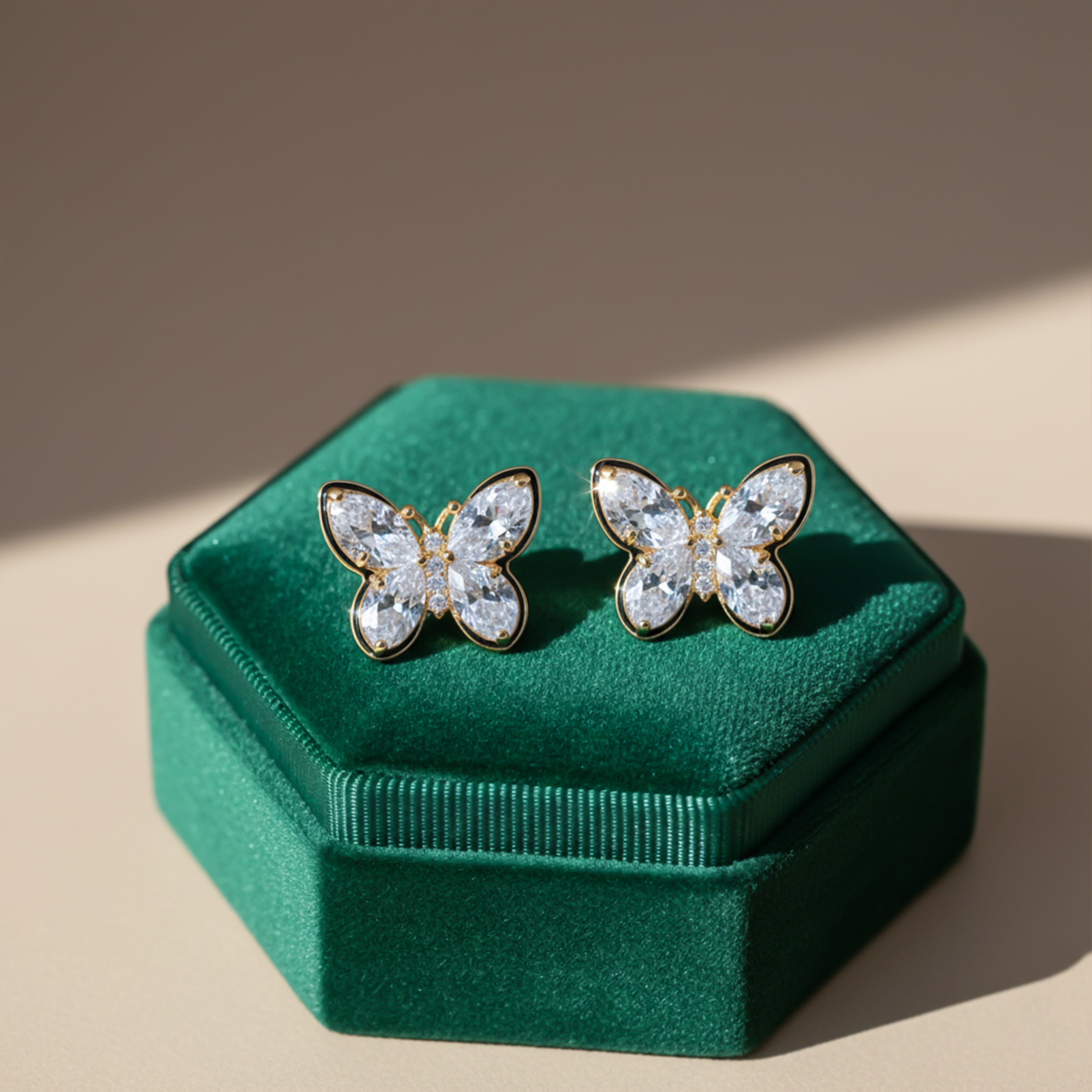 Graceful Papillon Cubic Zirconia Post Ear Studs GWE -130