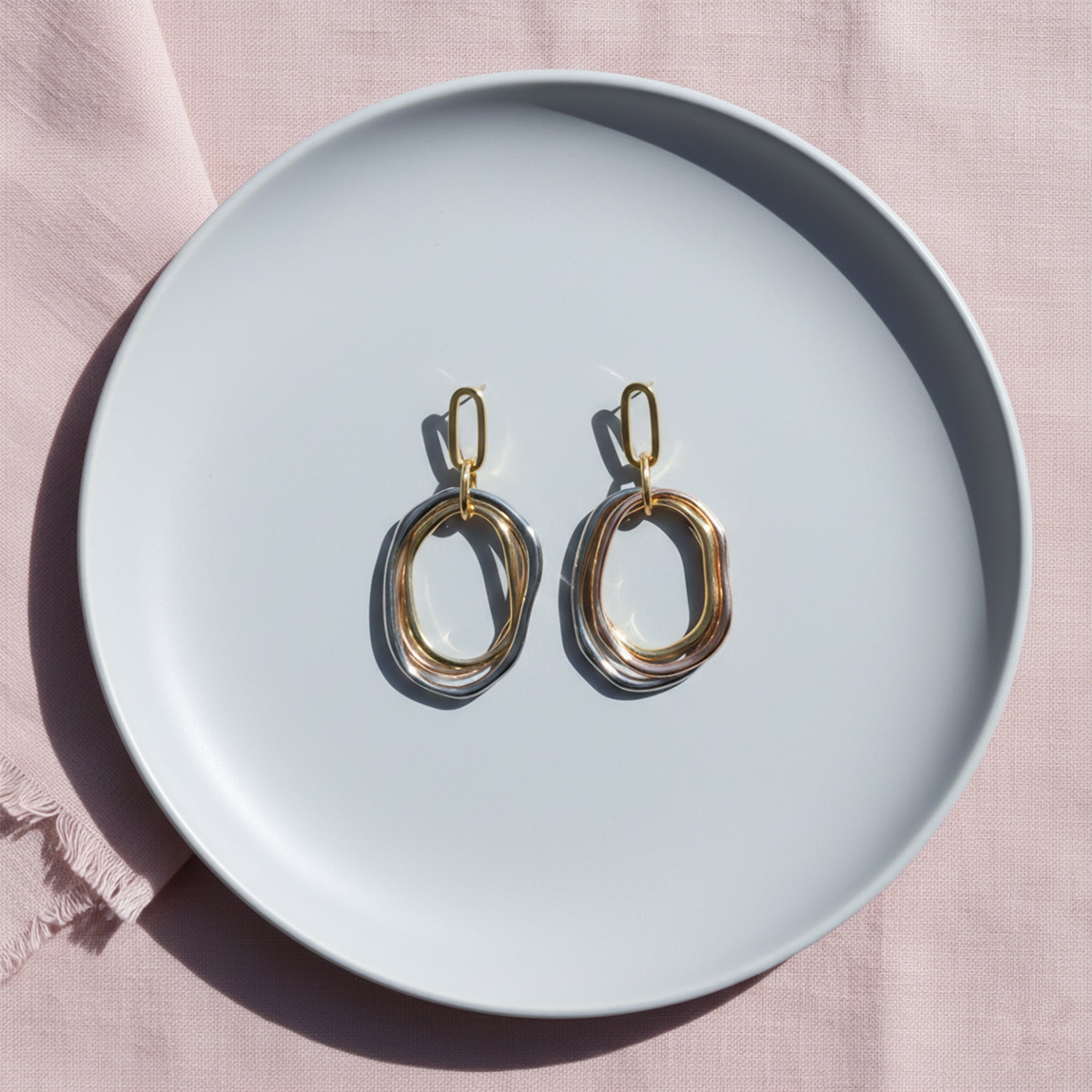Trinity Luxe Interlinked Drop Drop Earrings for women in Gold - Finora Jewels