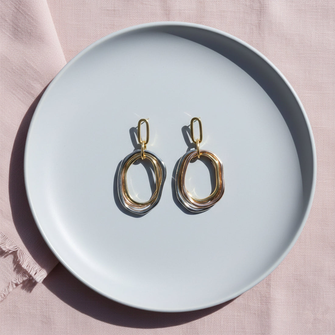 Trinity Luxe Interlinked Drop Drop Earrings for women in Gold - Finora Jewels