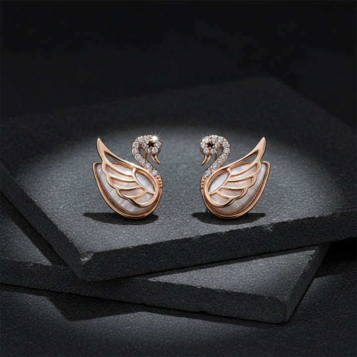 Swan Cubic Zirconia Post Ear Studs GWE -91