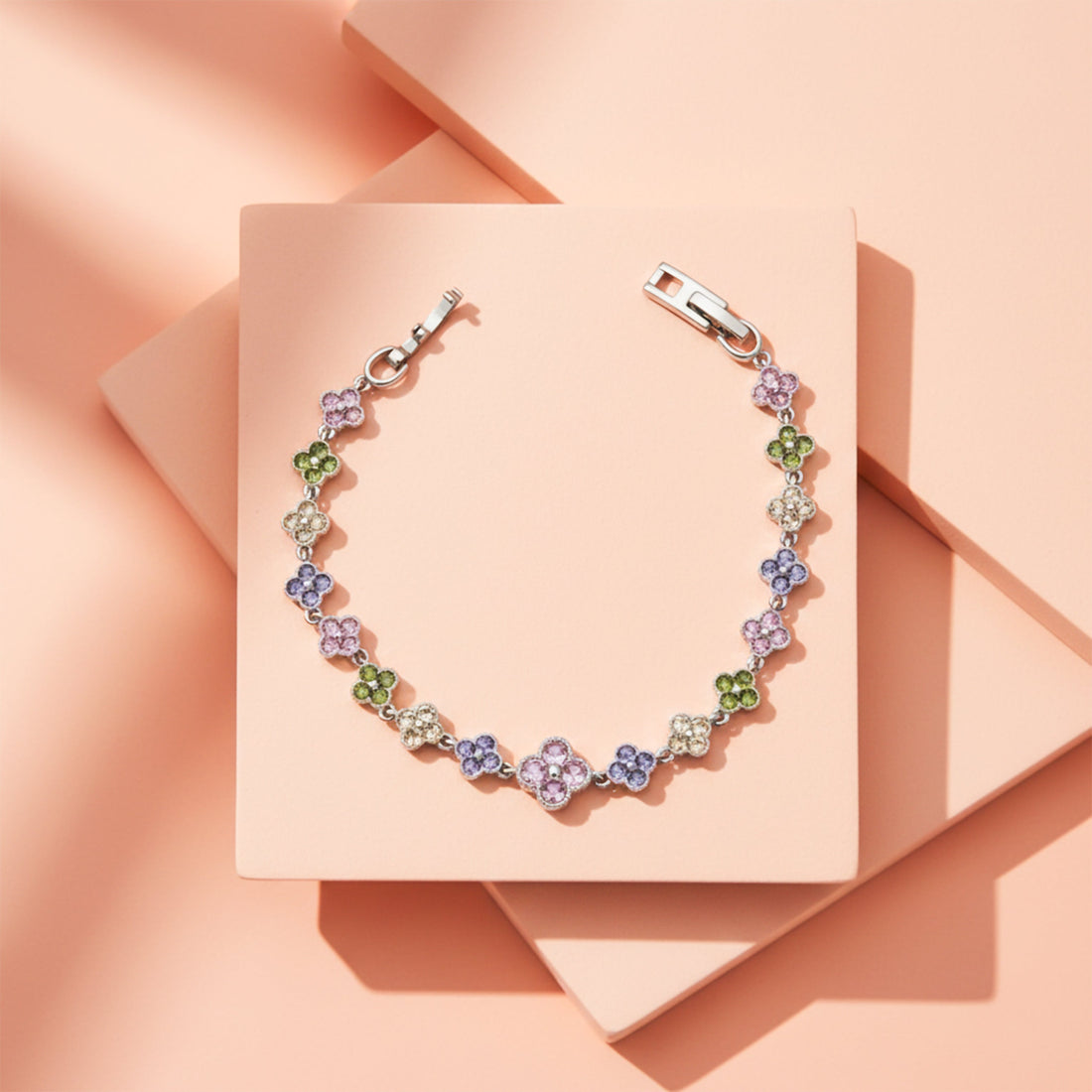 Multicolor Floral Tennis Bracelet for women in Silver - Finora Jewels