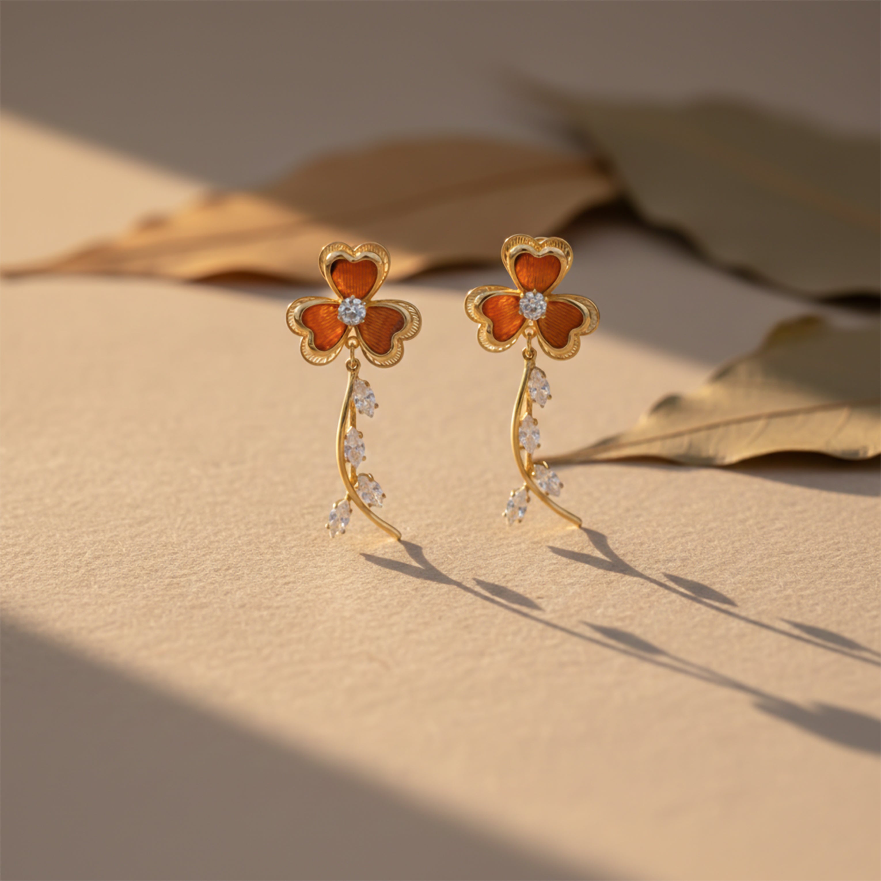 Women Stud Earrings Vine Drop Gold jewellery - Finora Jewels