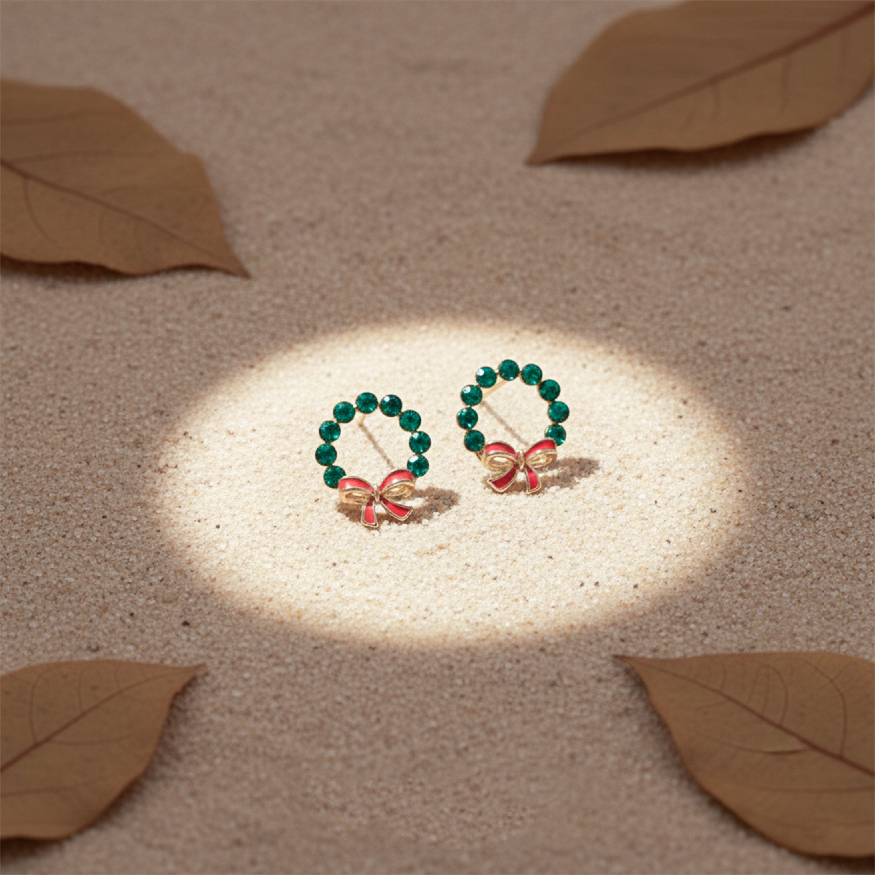 Verde Wreath Bow Post Ear Studs GWE -118