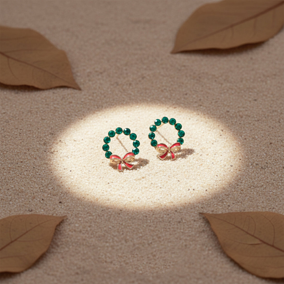 Verde Wreath Bow Post Ear Studs GWE -118