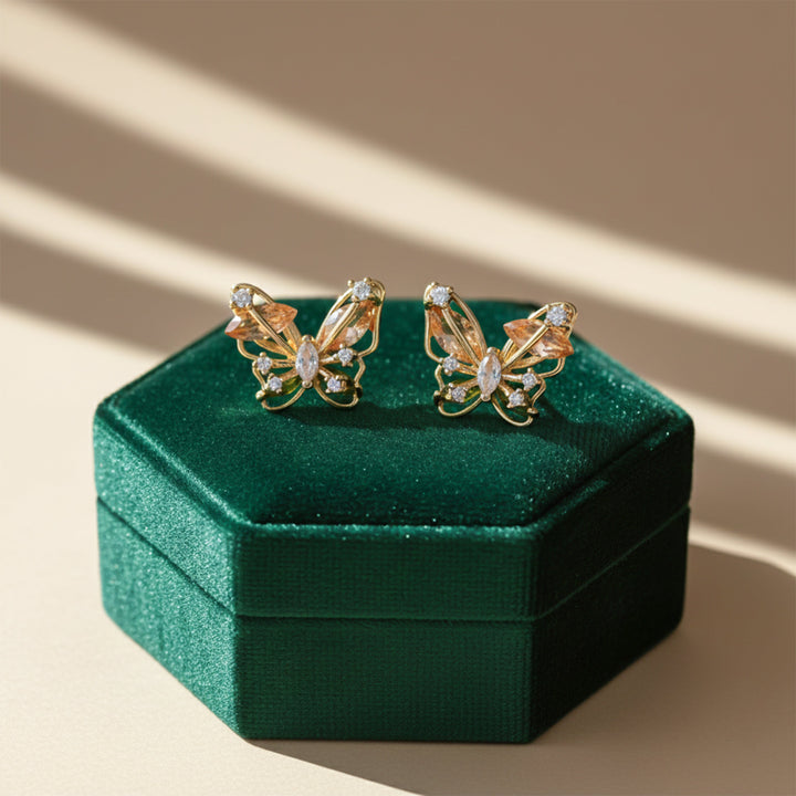 Graceful Papillon Cubic Zirconia Post Ear Studs GWE -151
