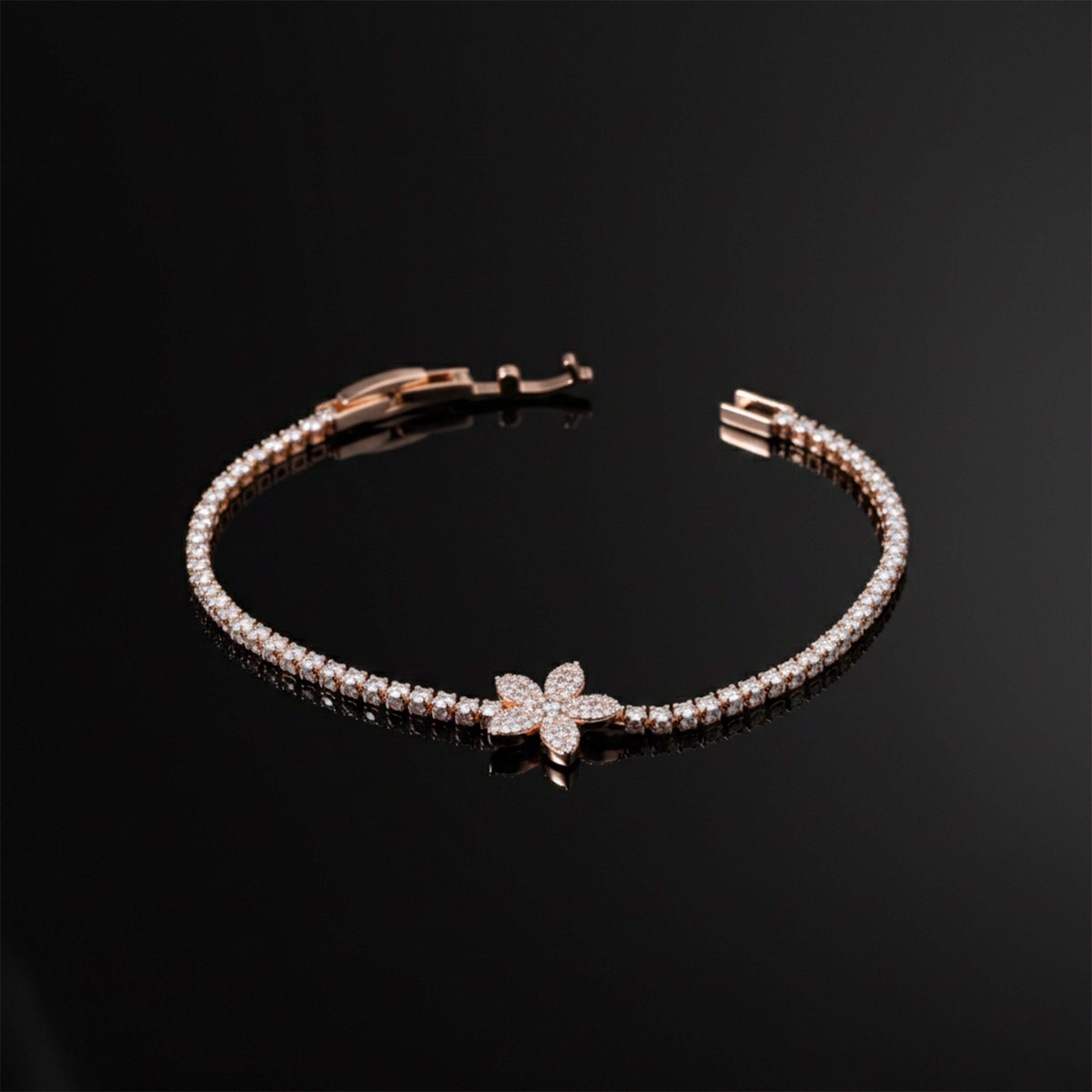 Women Bracelet Floral Tennis Rose Gold jewellery - Finora Jewels
