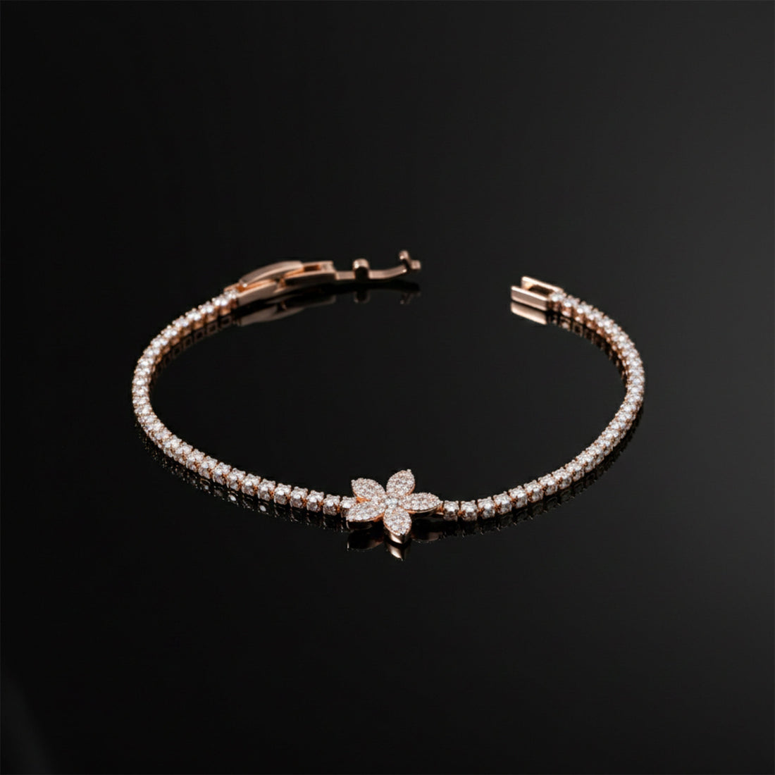 Women Bracelet Floral Tennis Rose Gold jewellery - Finora Jewels
