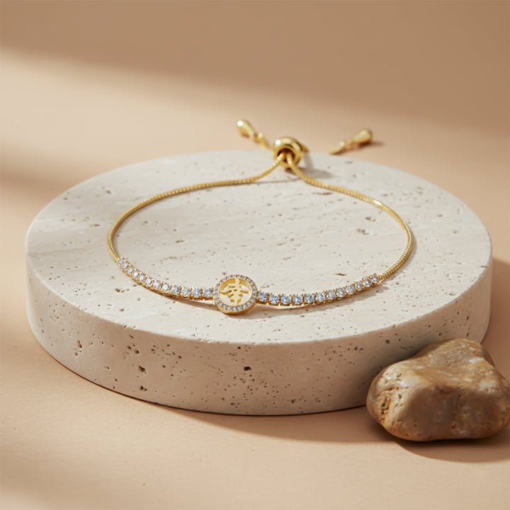 Gold Lucky Symbol Flexible Kangan GWB -108