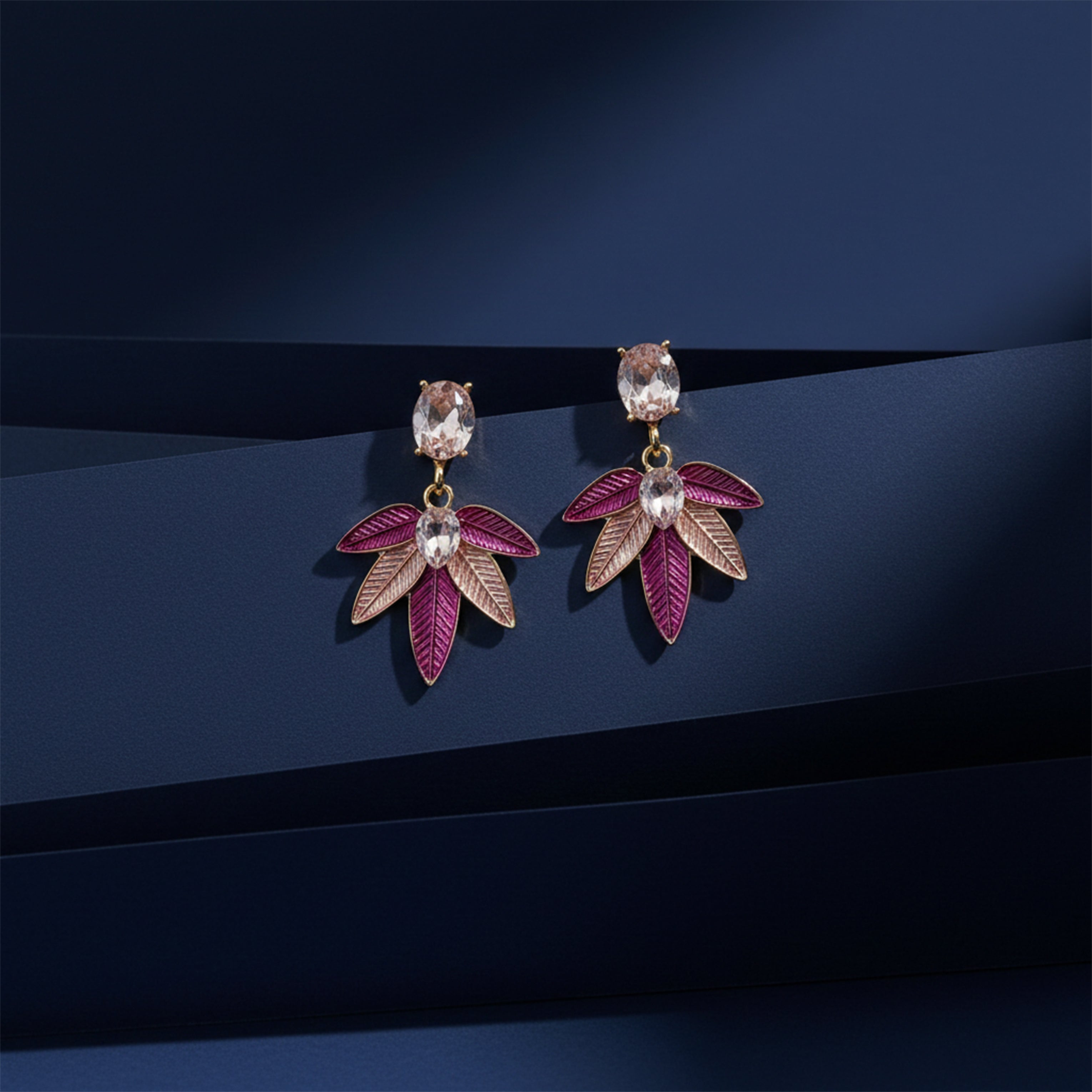 Crystal Drop Stud Earrings for women in Gold - Finora Jewels