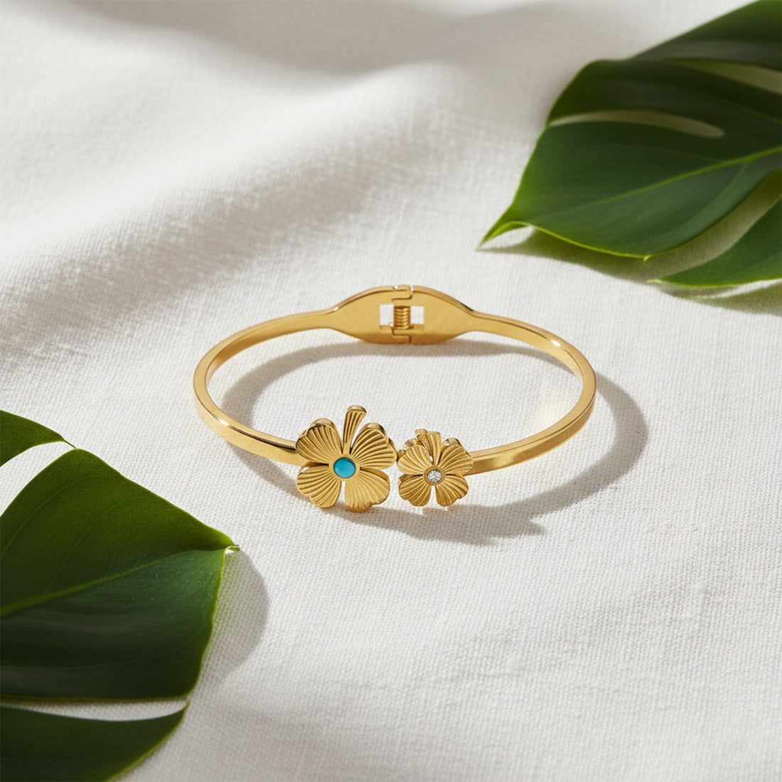 Gold-Toned Twin Bloom Accent Kangan GWK -24