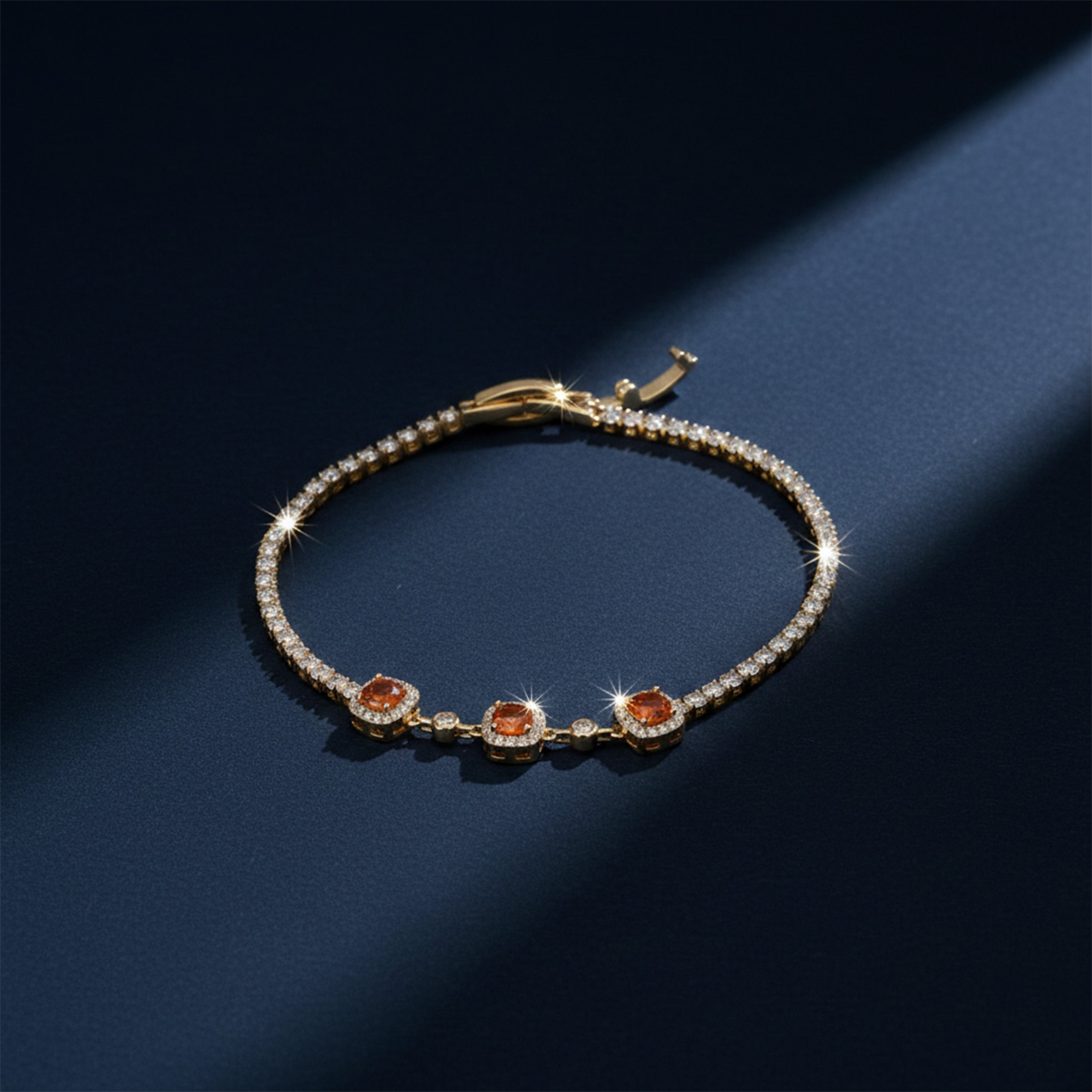 Amber Encircled Cubic Zirconia Line Kangan GWB -94