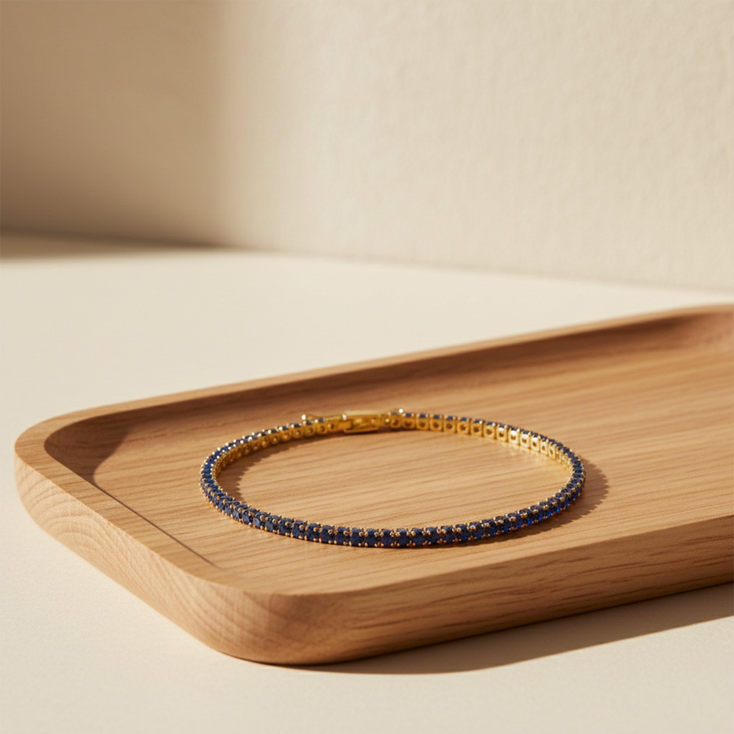 Royal Blue Sapphire Tennis Bracelet for women in Gold - Finora Jewels