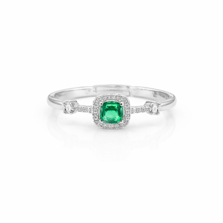 Emerald Glow Halo Ring