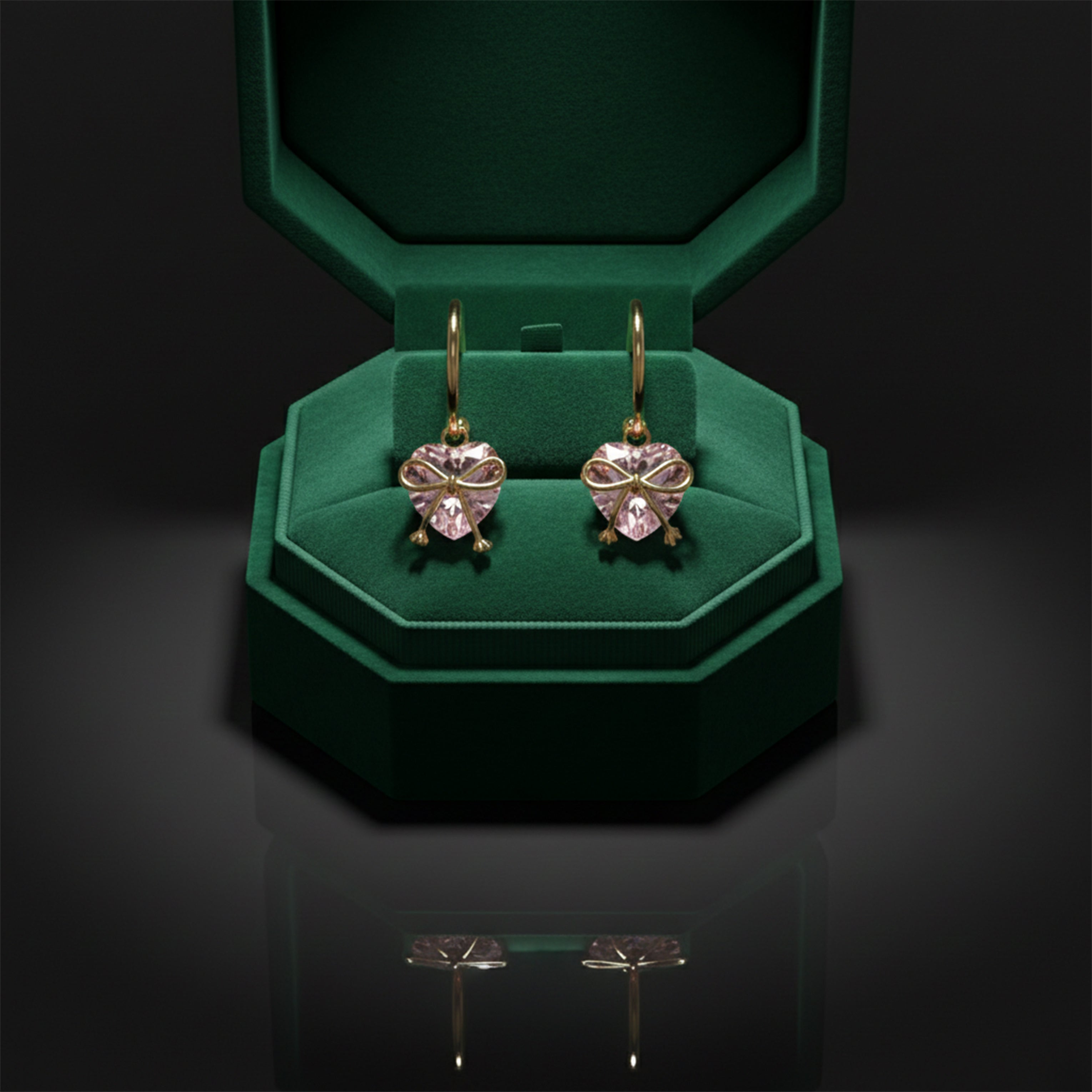 Gold Heart Bow Hoop Hoop Earrings for women - Finora Jewels