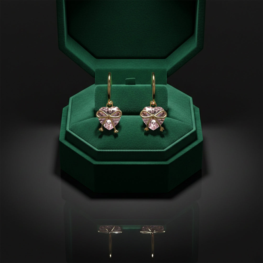 Gold Heart Bow Hoop Hoop Earrings for women - Finora Jewels