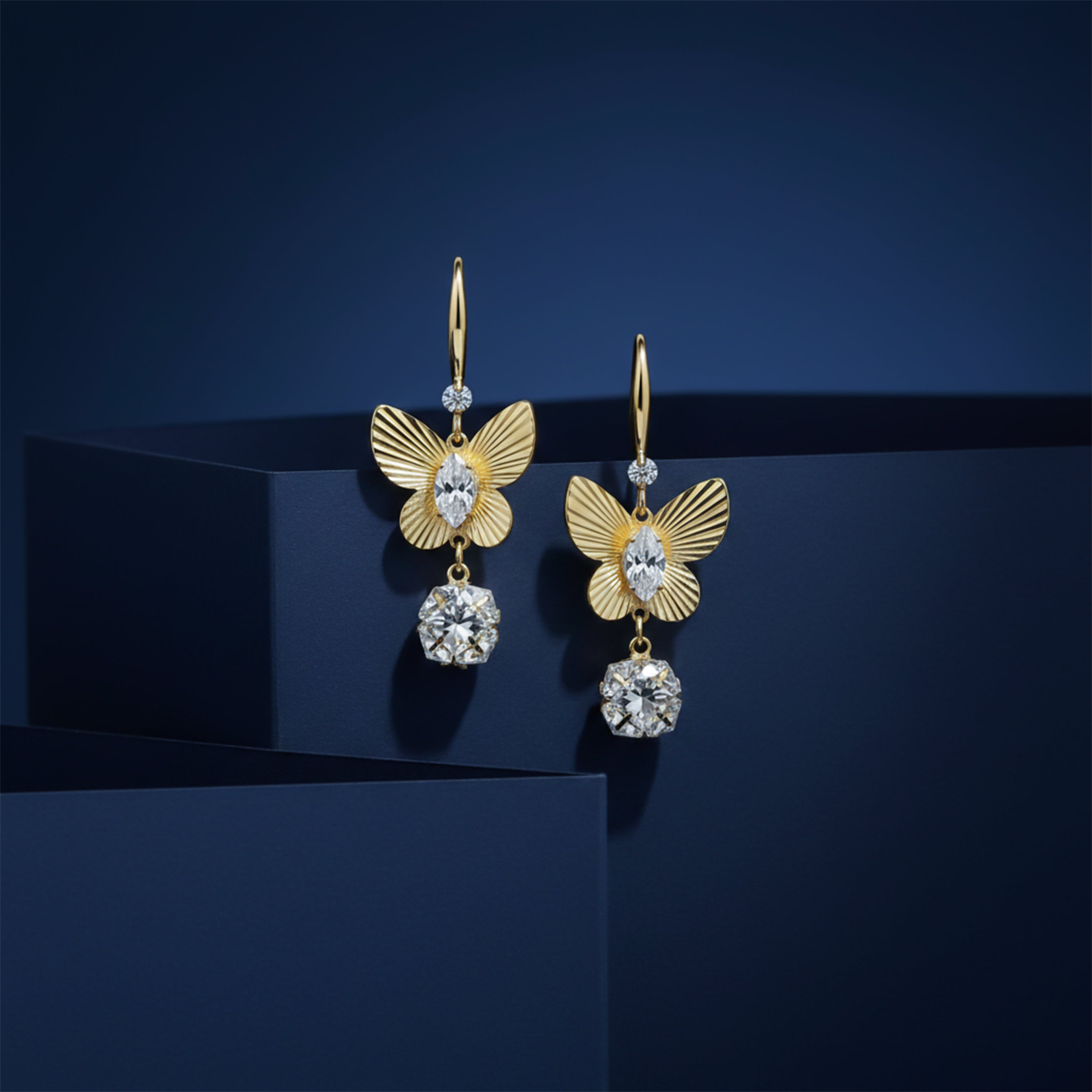 Gold Butterfly Drop Drop Earrings for women - Finora Jewels