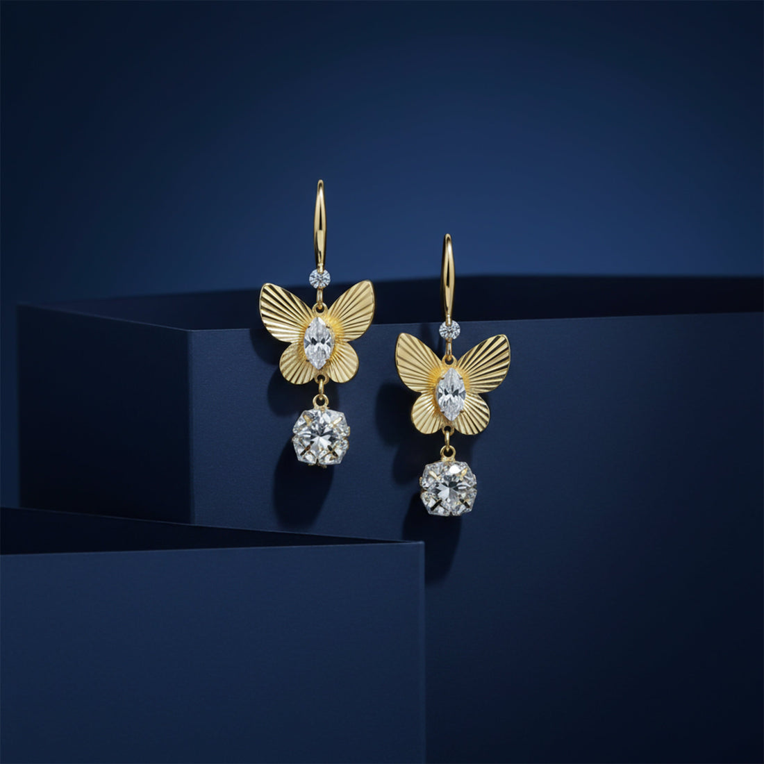 Gold Butterfly Drop Drop Earrings for women - Finora Jewels