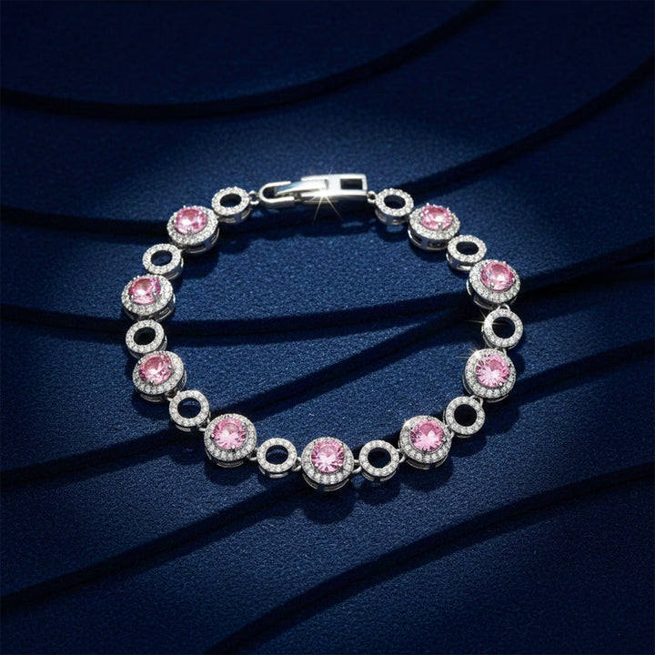 Silver Plated Pink Halo Bracelet