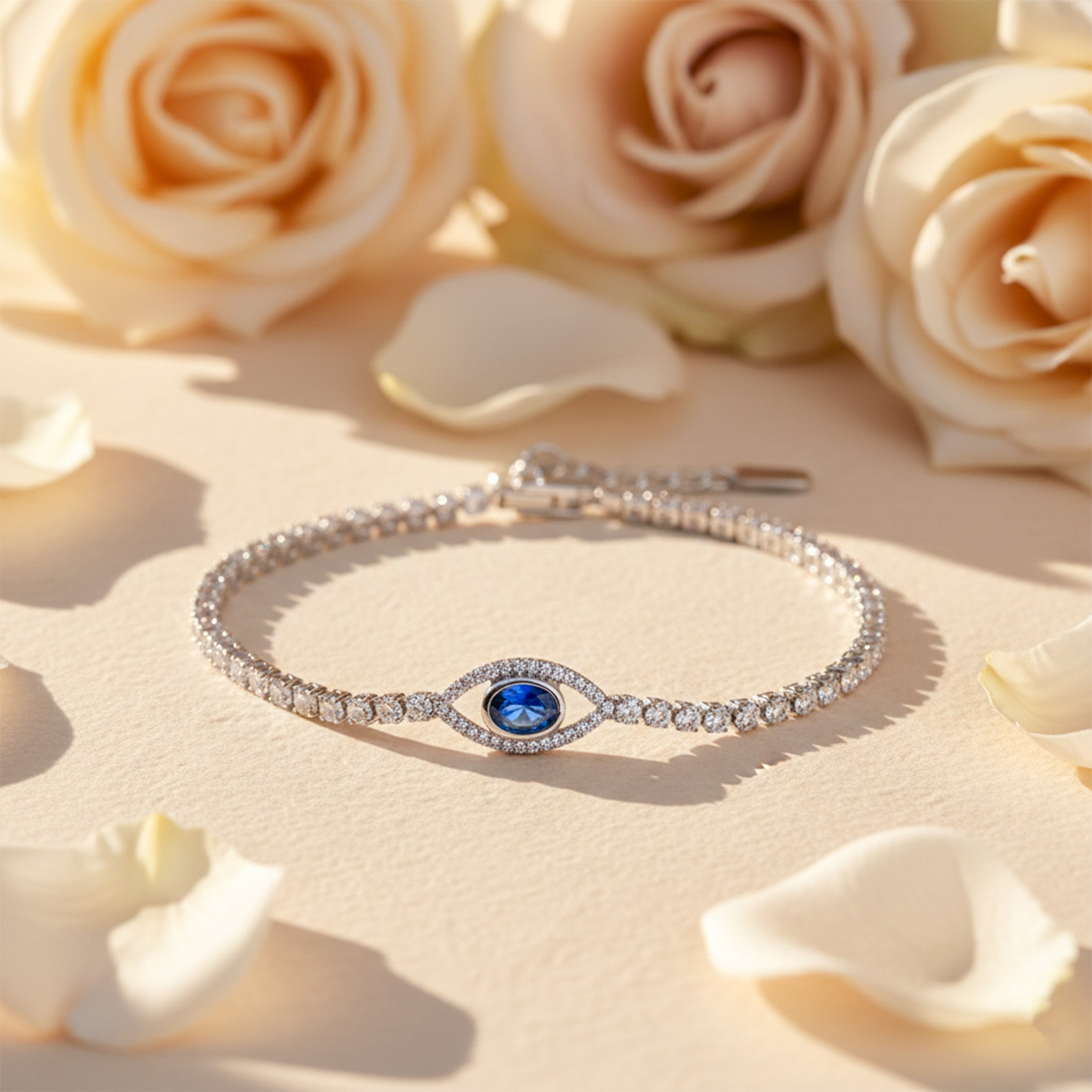 Blue Evil Eye Tennis Bracelet for women in Gold - Finora Jewels