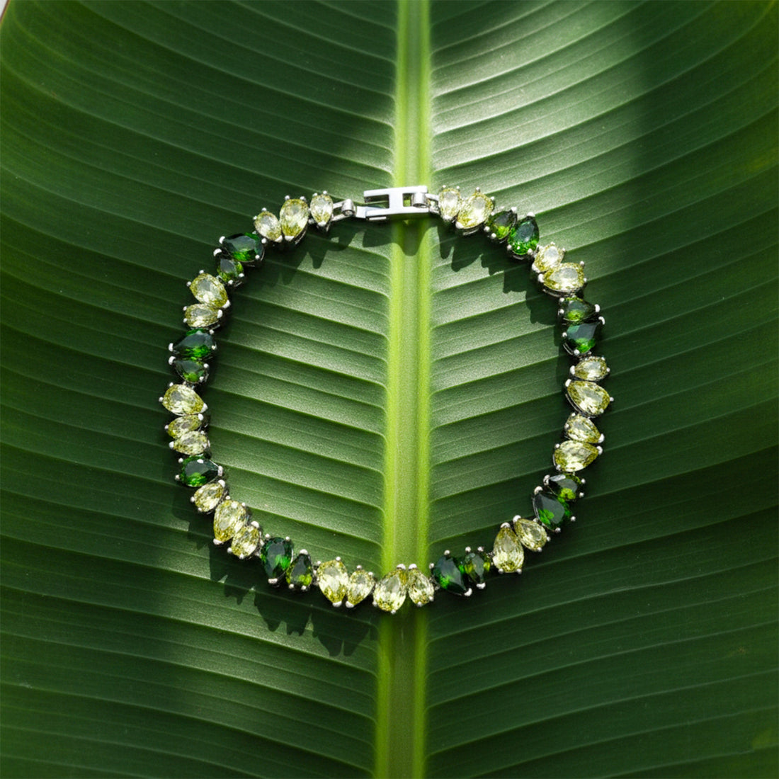 Women Bracelet Green Tennis Silver jewellery - Finora Jewels
