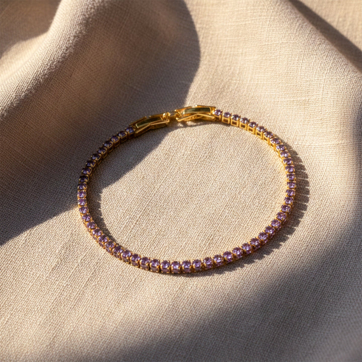 Gold-Toned Lilac Cubic Zirconia Line Kangan GWB -55