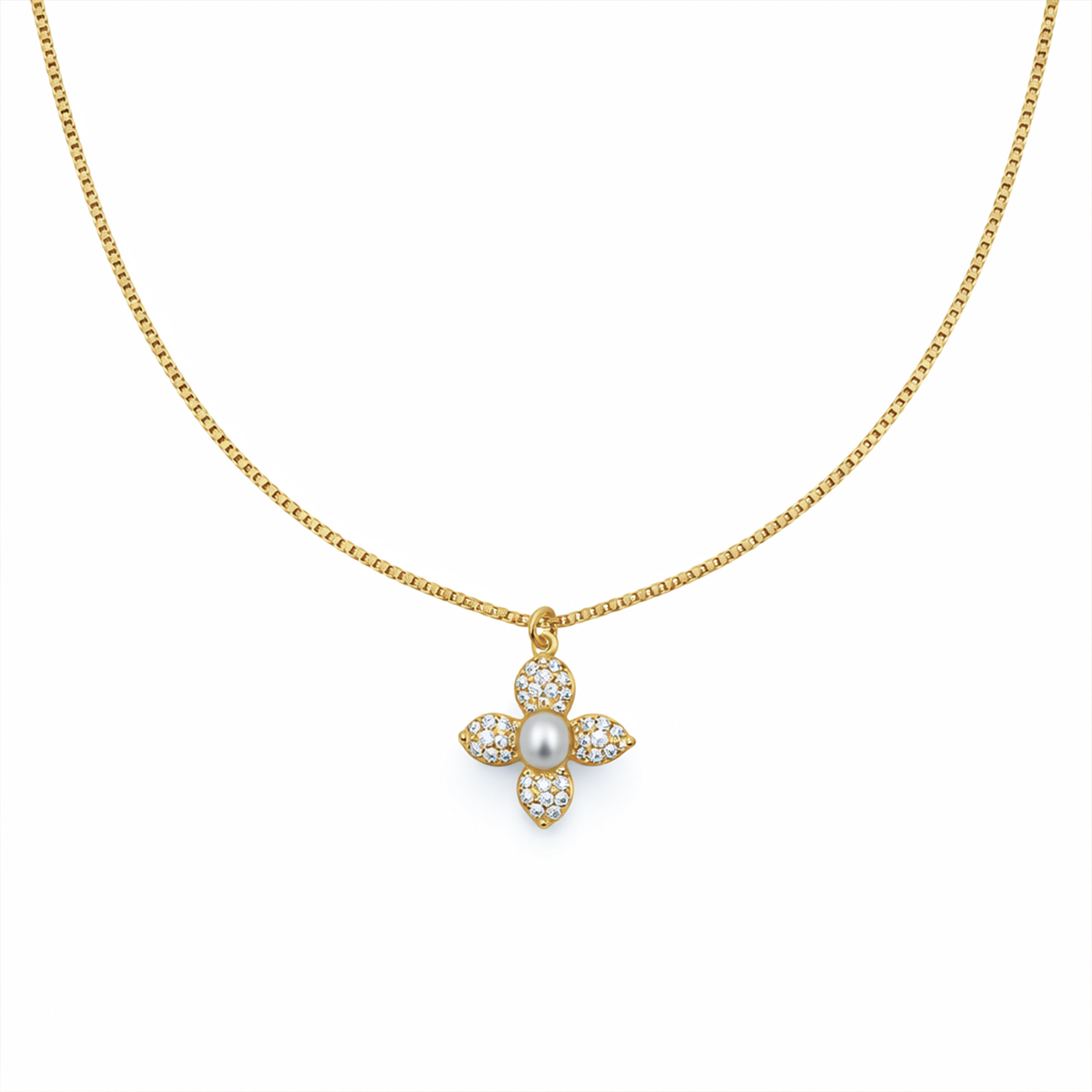 Gold-Toned Moti Foliage Locket Link Set GWN -53
