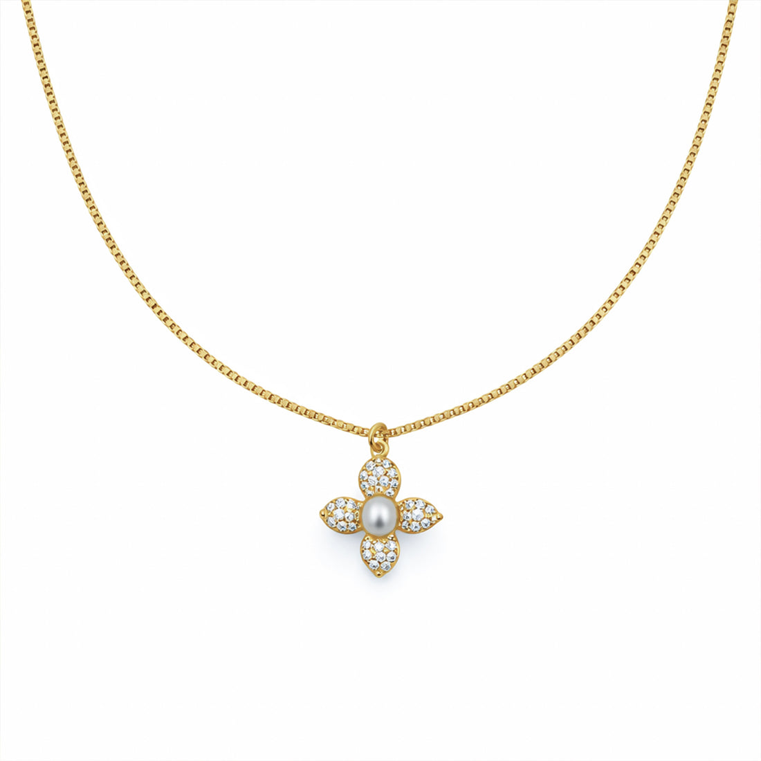 Gold-Toned Moti Foliage Locket Link Set GWN -53
