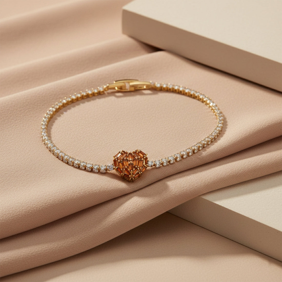 Women Bracelet Heart Tennis Gold jewellery - Finora Jewels