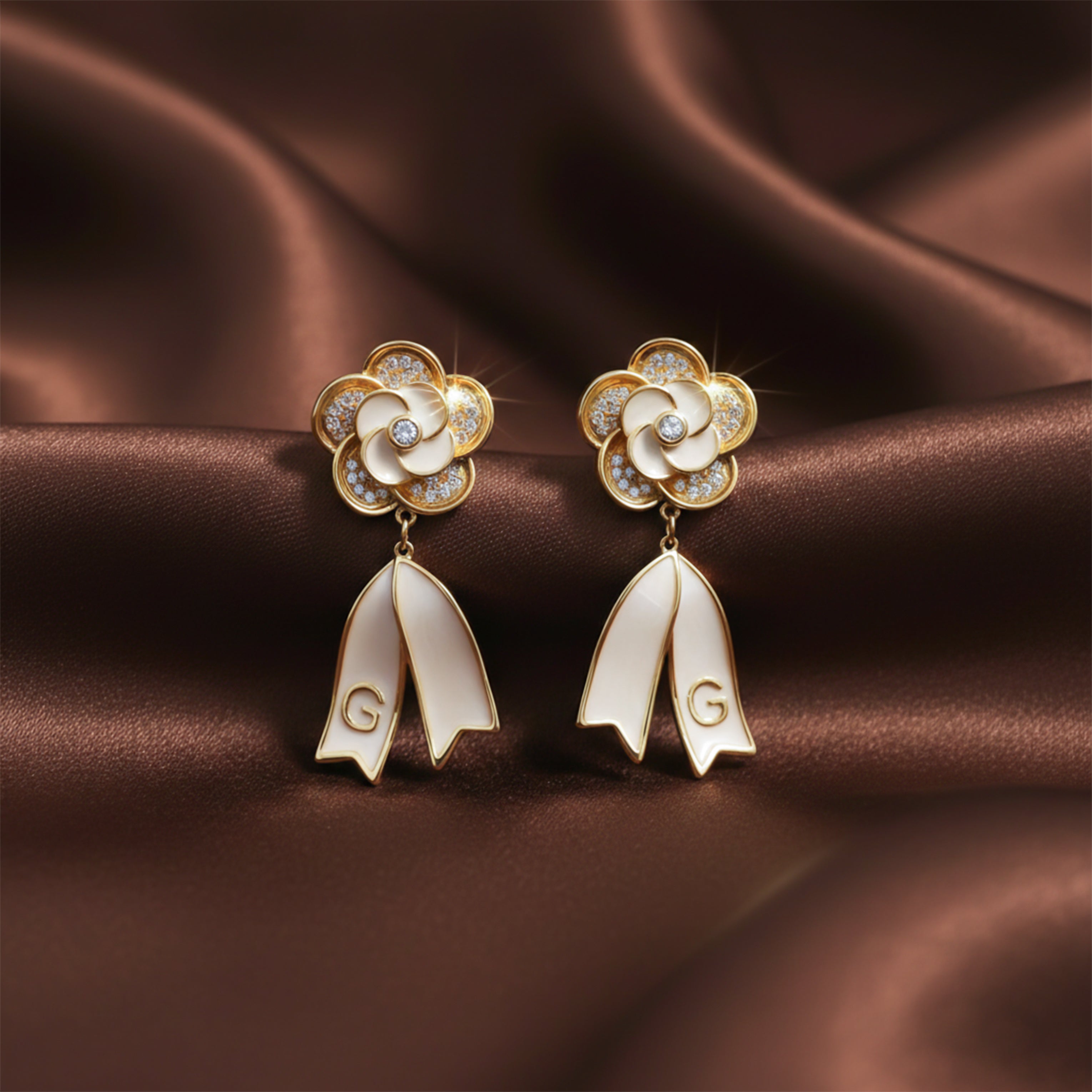 Gold Pearl & Crystal Drop Drop Earrings for women - Finora Jewels