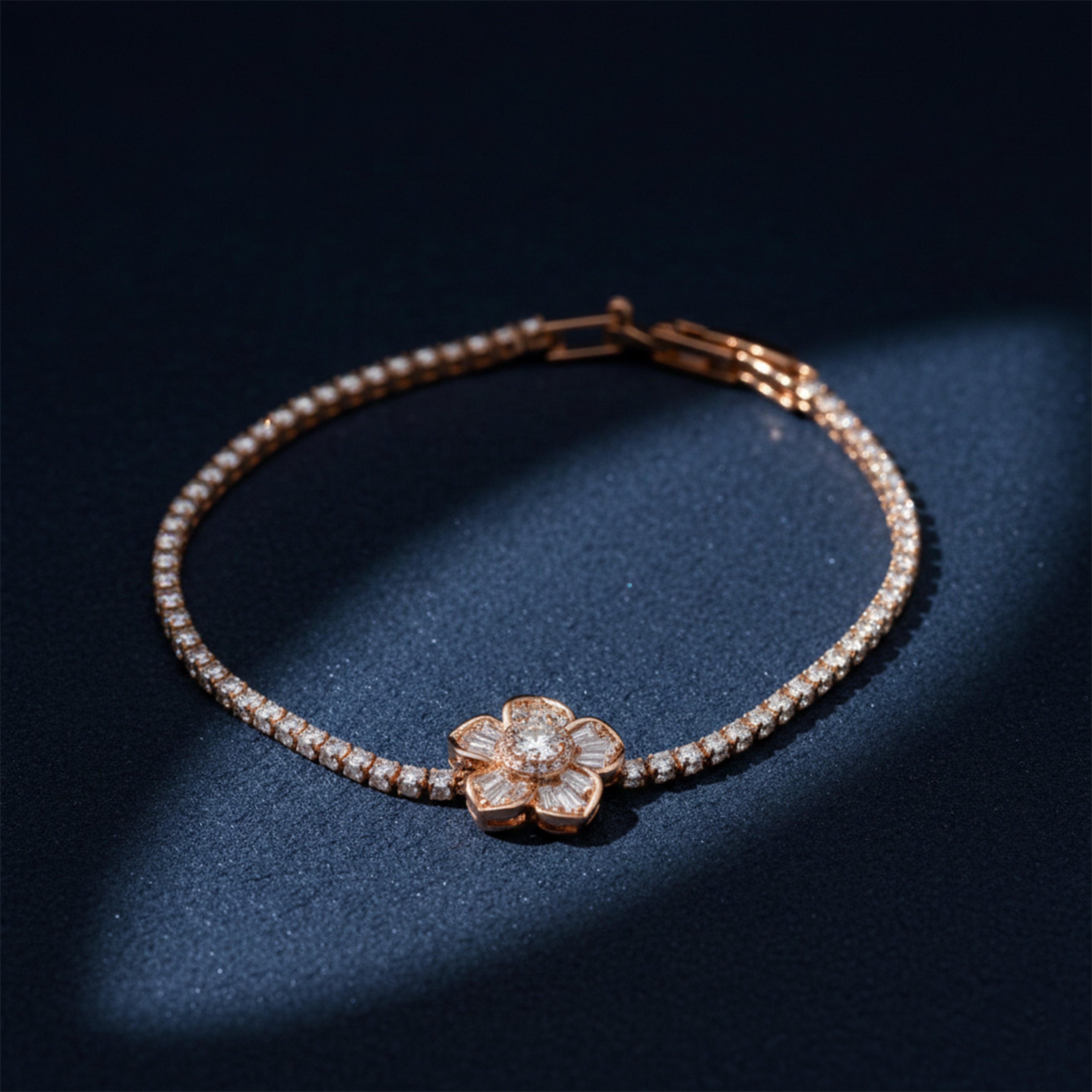 Pearl Drop Tennis Bracelet for women in Rose Gold - Finora Jewels