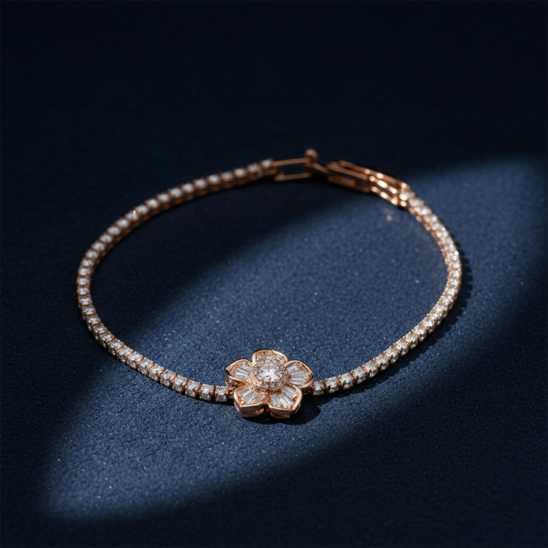 Rose Gold Floral Tennis Bracelet for women - Finora Jewels