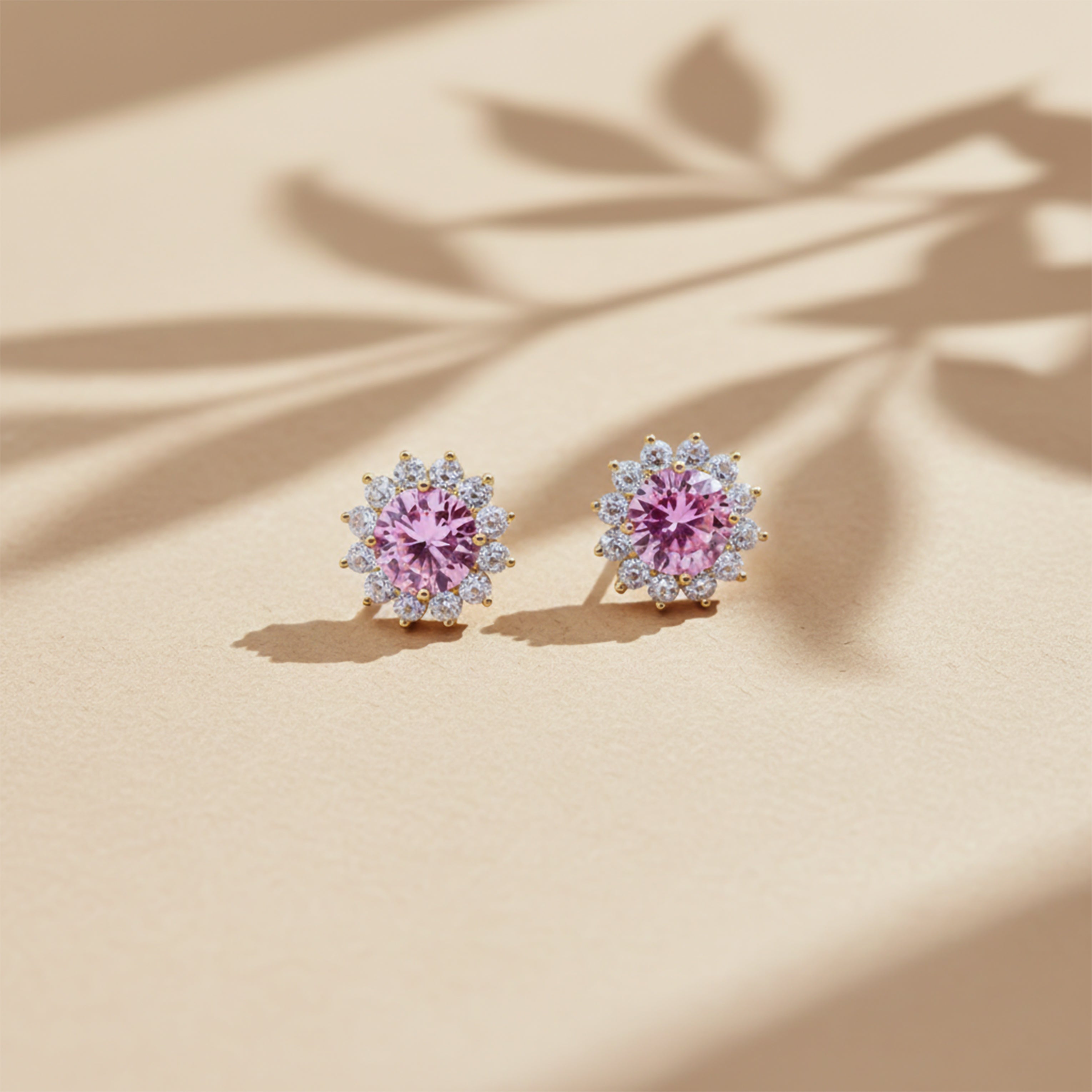 Blush Halo Stud Stud Earrings for women in Gold - Finora Jewels
