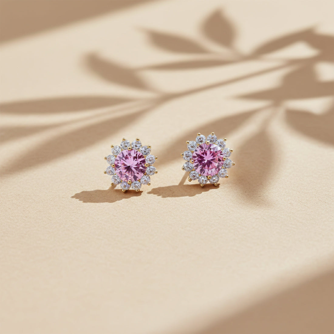 Blush Halo Stud Stud Earrings for women in Gold - Finora Jewels