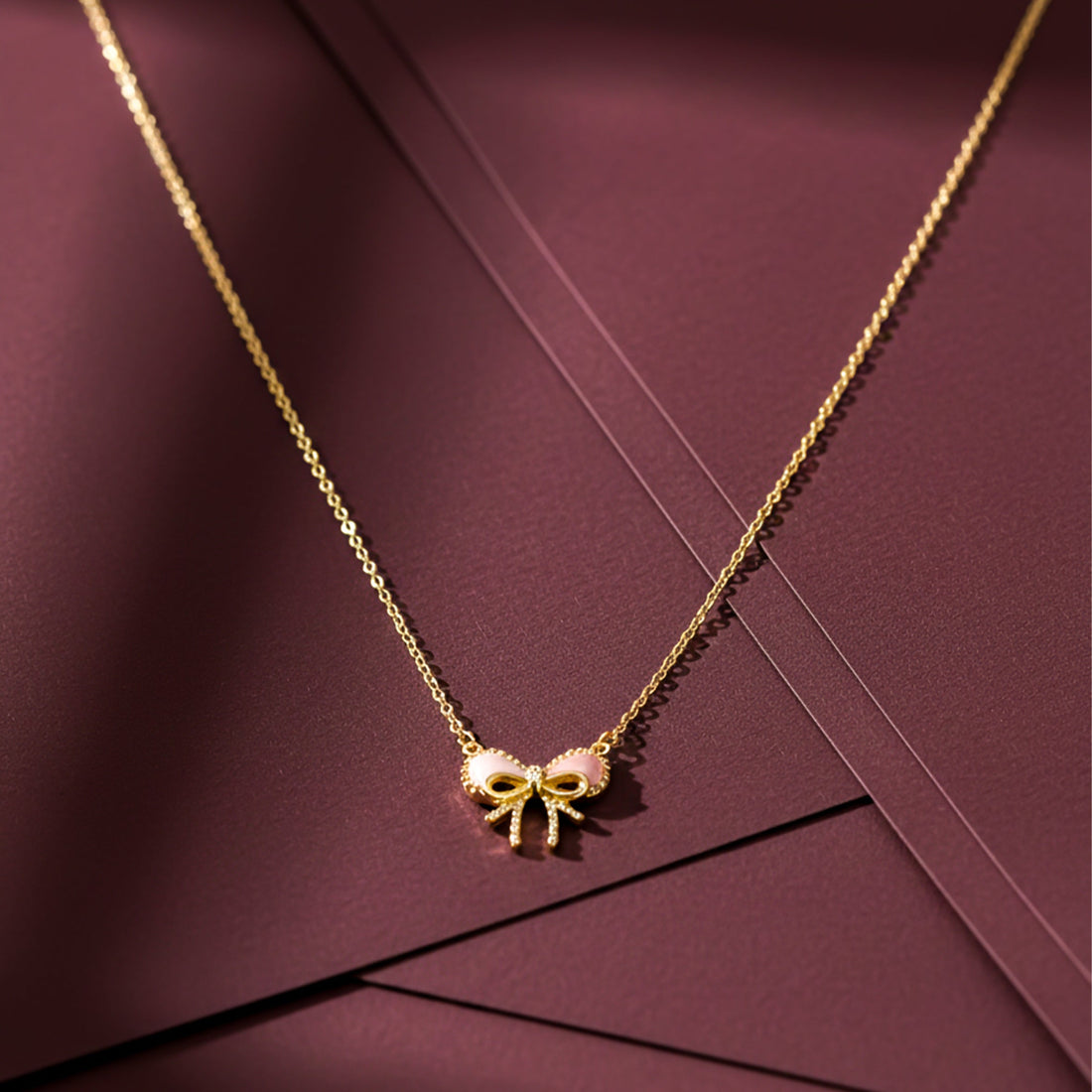 Gold Coquette Bow Necklace for women - Finora Jewels