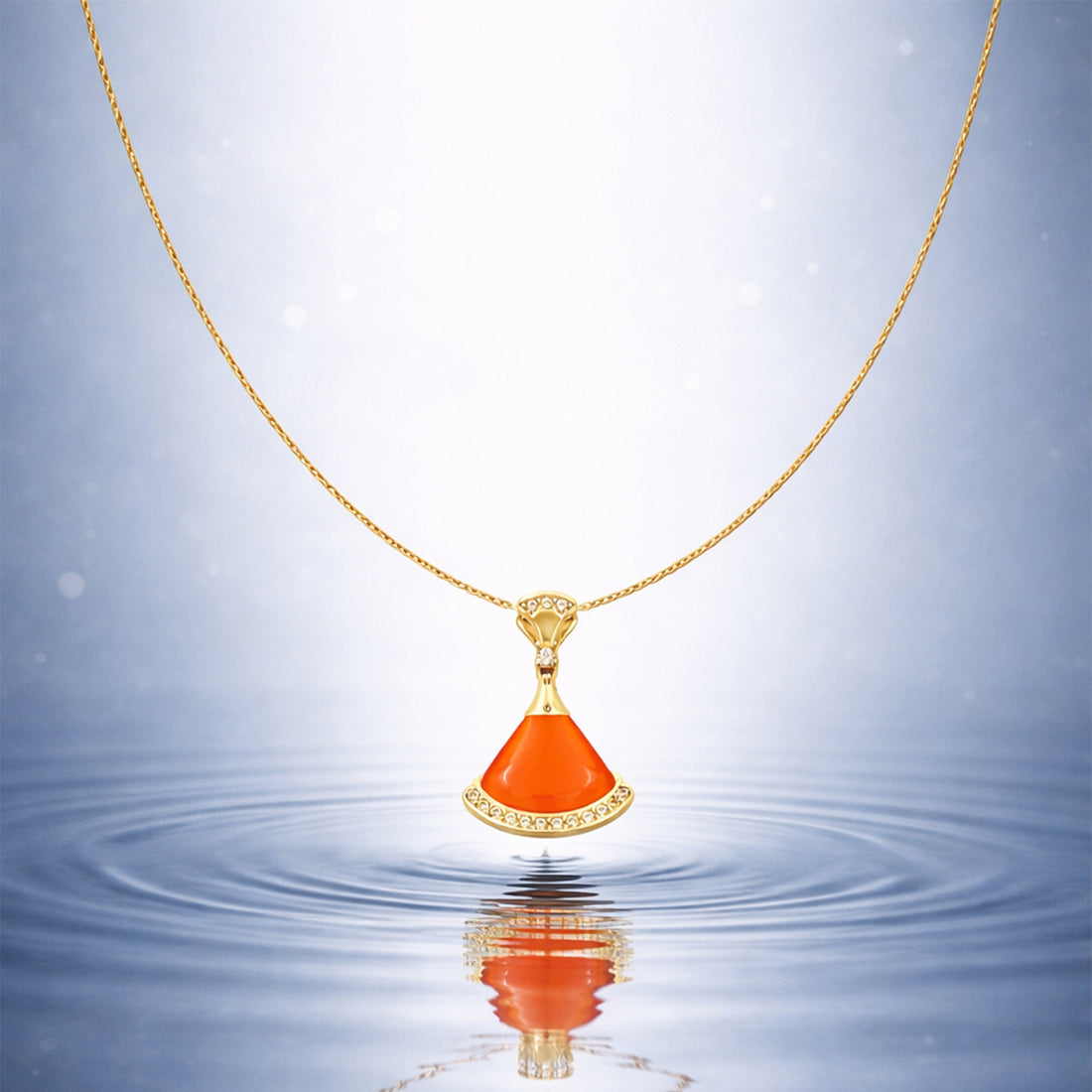 Gold-Toned Amber Locket Link Set GWN -159