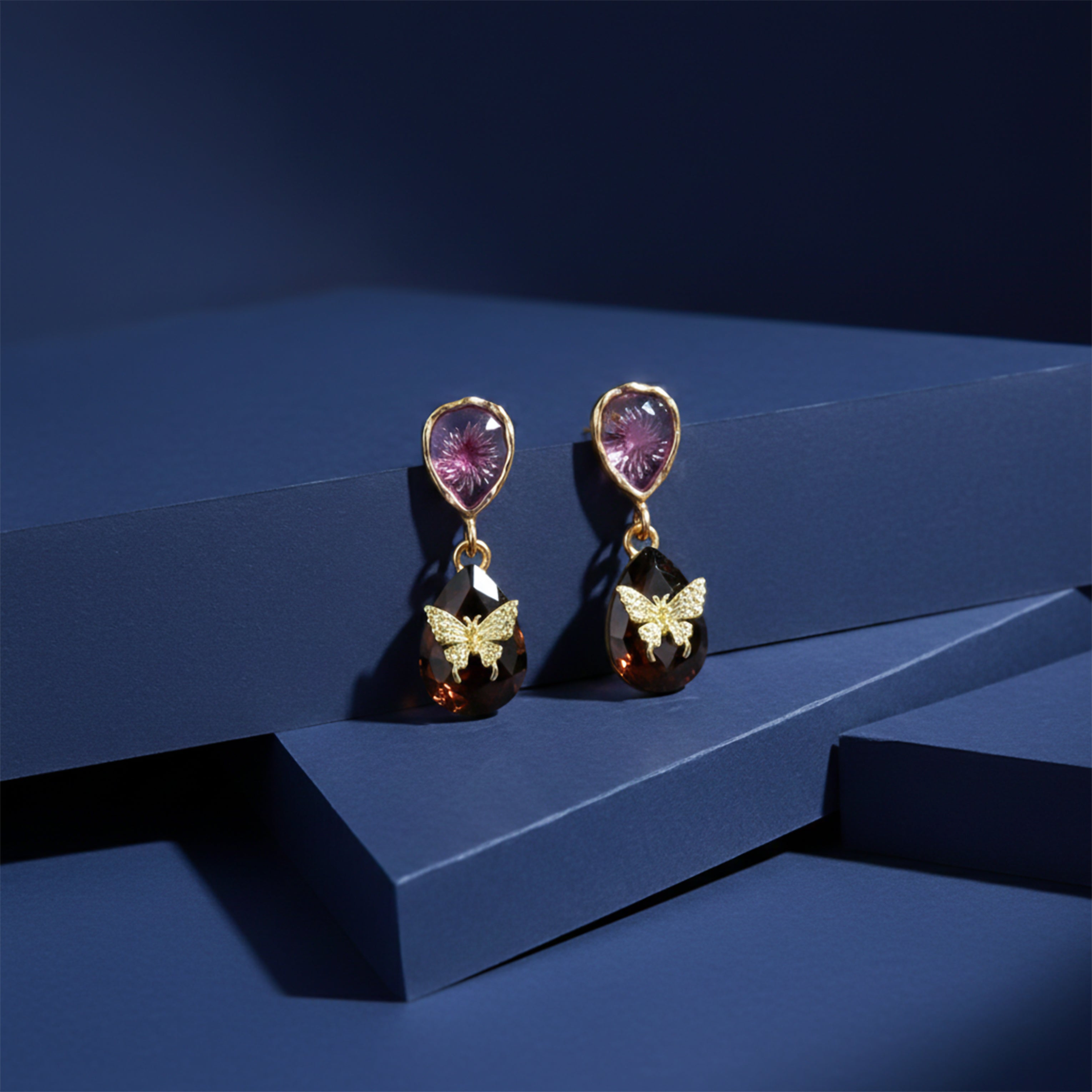 Women Stud Earrings Butterfly Teardrop Gold jewellery - Finora Jewels
