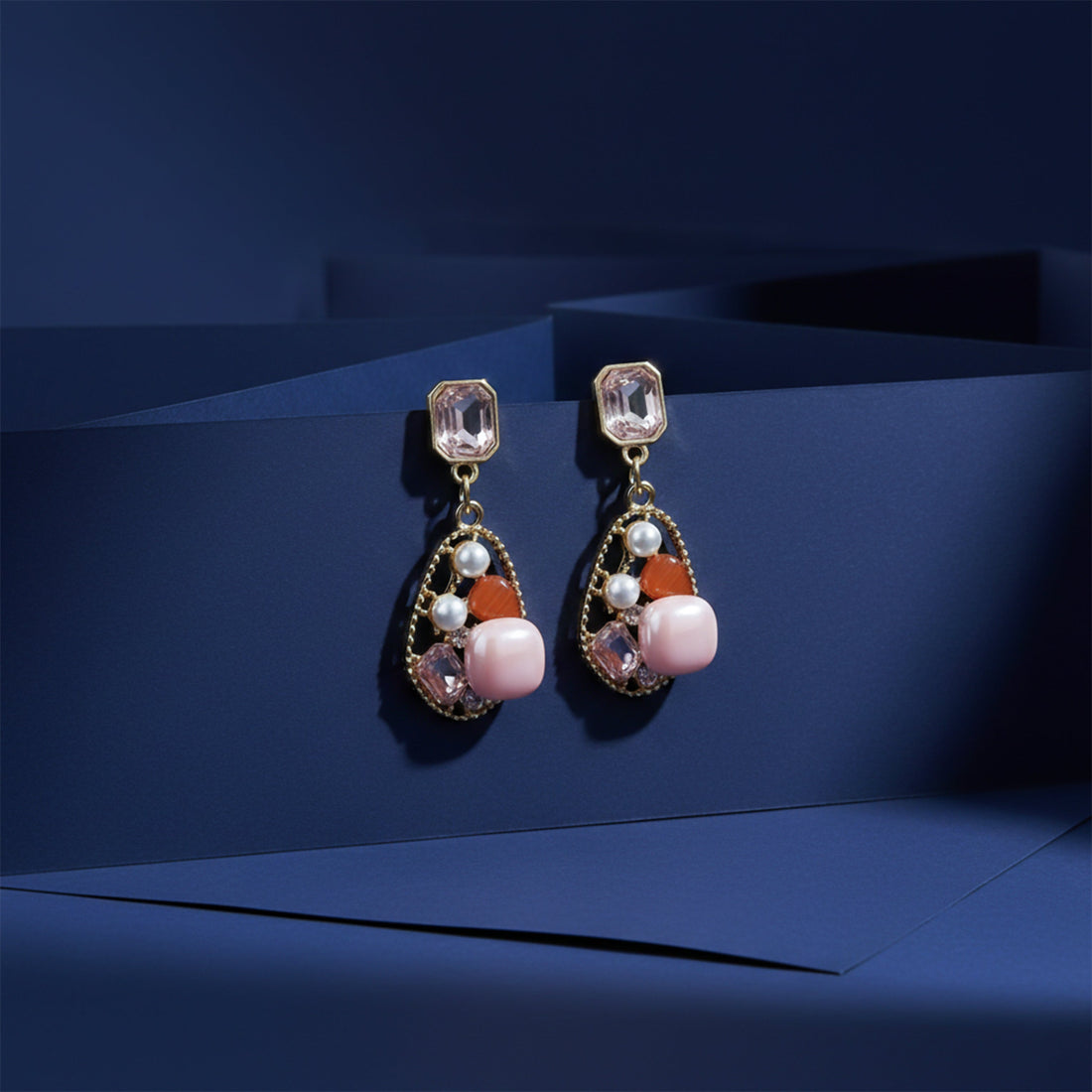 Women Stud Earrings Pearl Drop Gold jewellery - Finora Jewels
