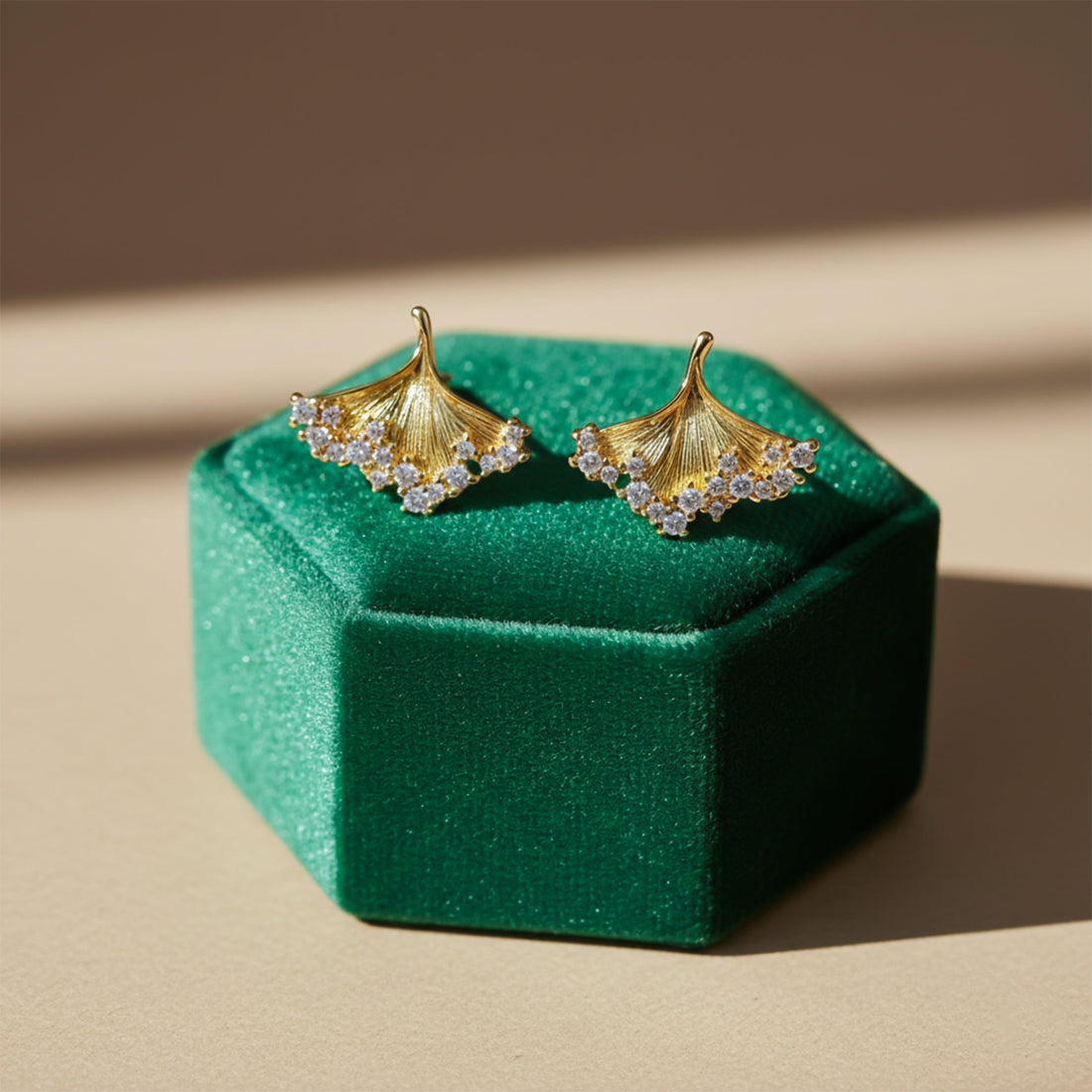 Leaf Stud Earrings for women in Gold - Finora Jewels