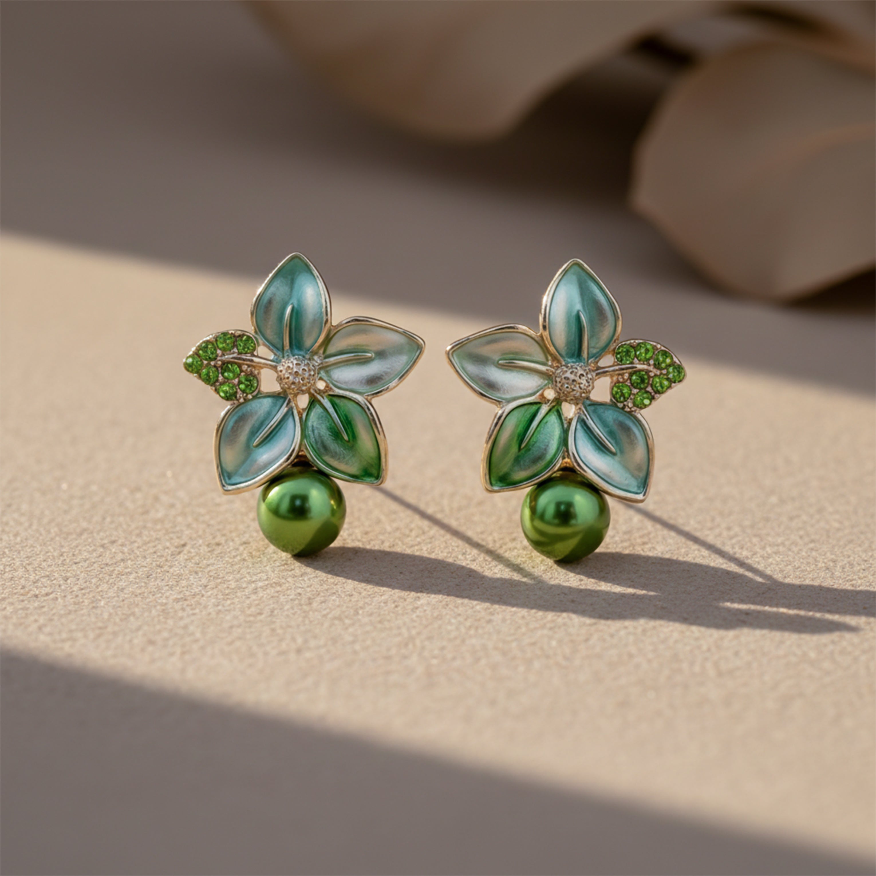 Women Stud Earrings Enamel Pearl Gold jewellery - Finora Jewels