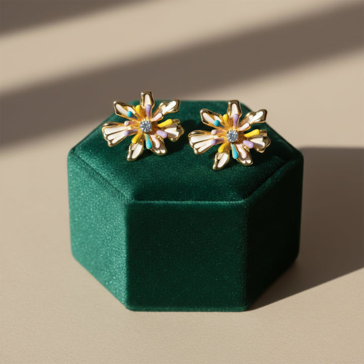 Rainbow Bloom Post Ear Studs GWE -154