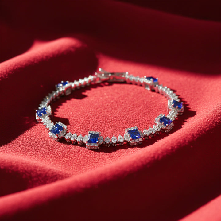 Blue Princess Halo Tennis Bracelet
