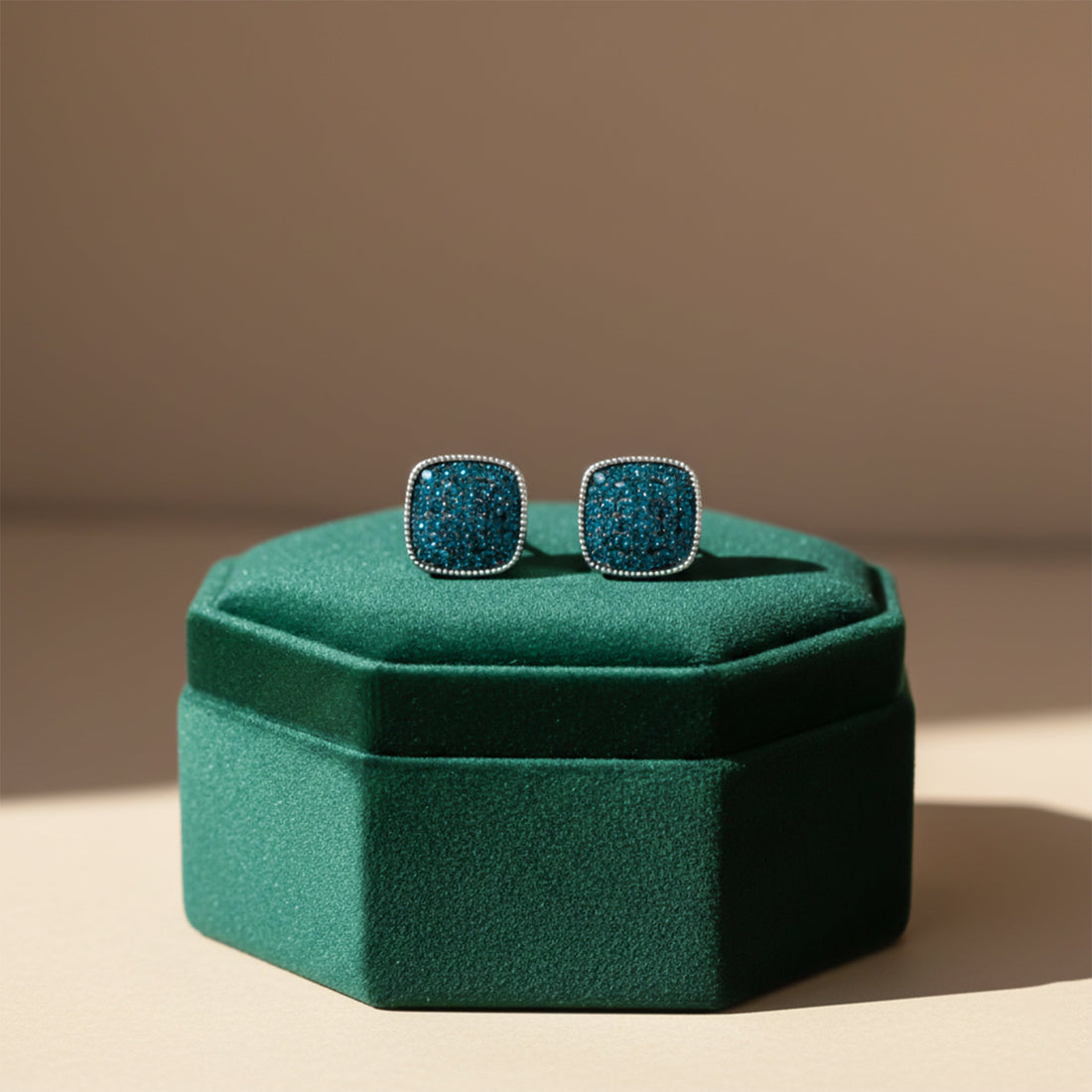 Blue Square-Cut-Cut Post Ear Studs GWE -114